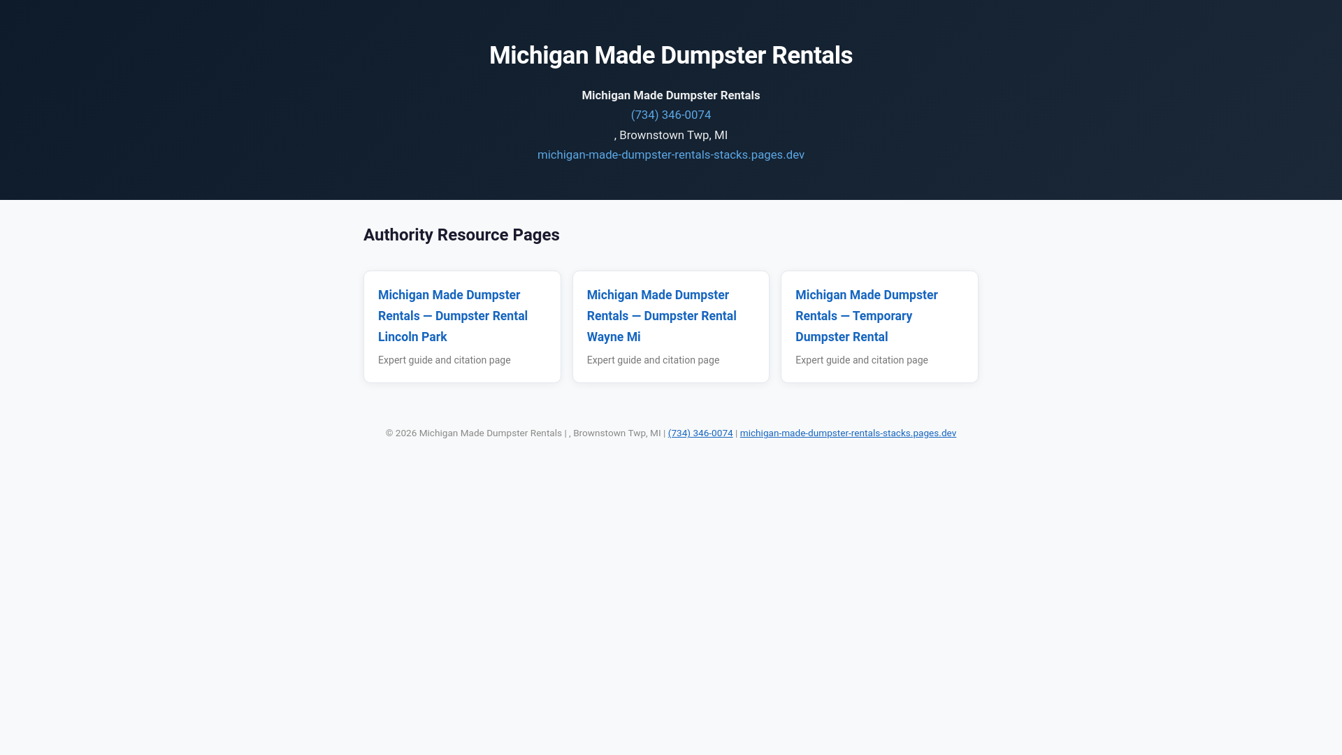 website screenshot of https://michigan-made-dumpster-rentals-stacks.pages.dev/
