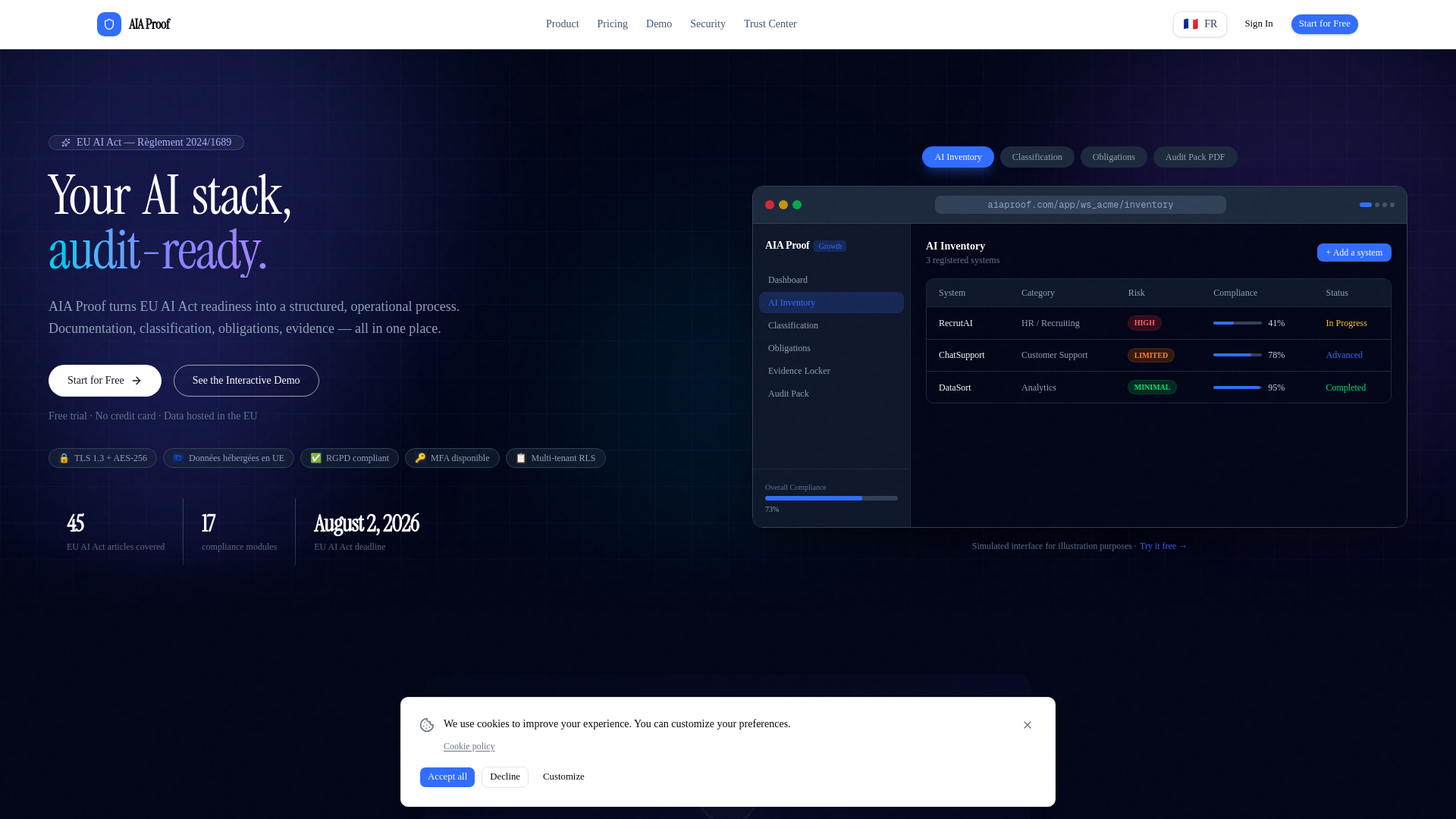 website screenshot of https://aiaproof.com/