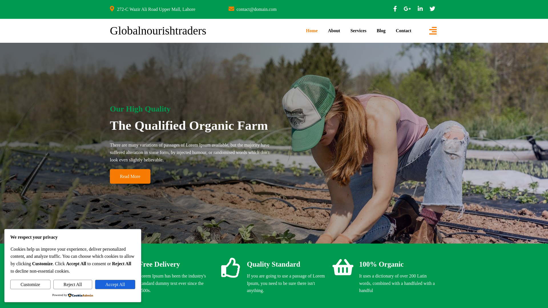 website screenshot of https://globalnourishtraders.com/
