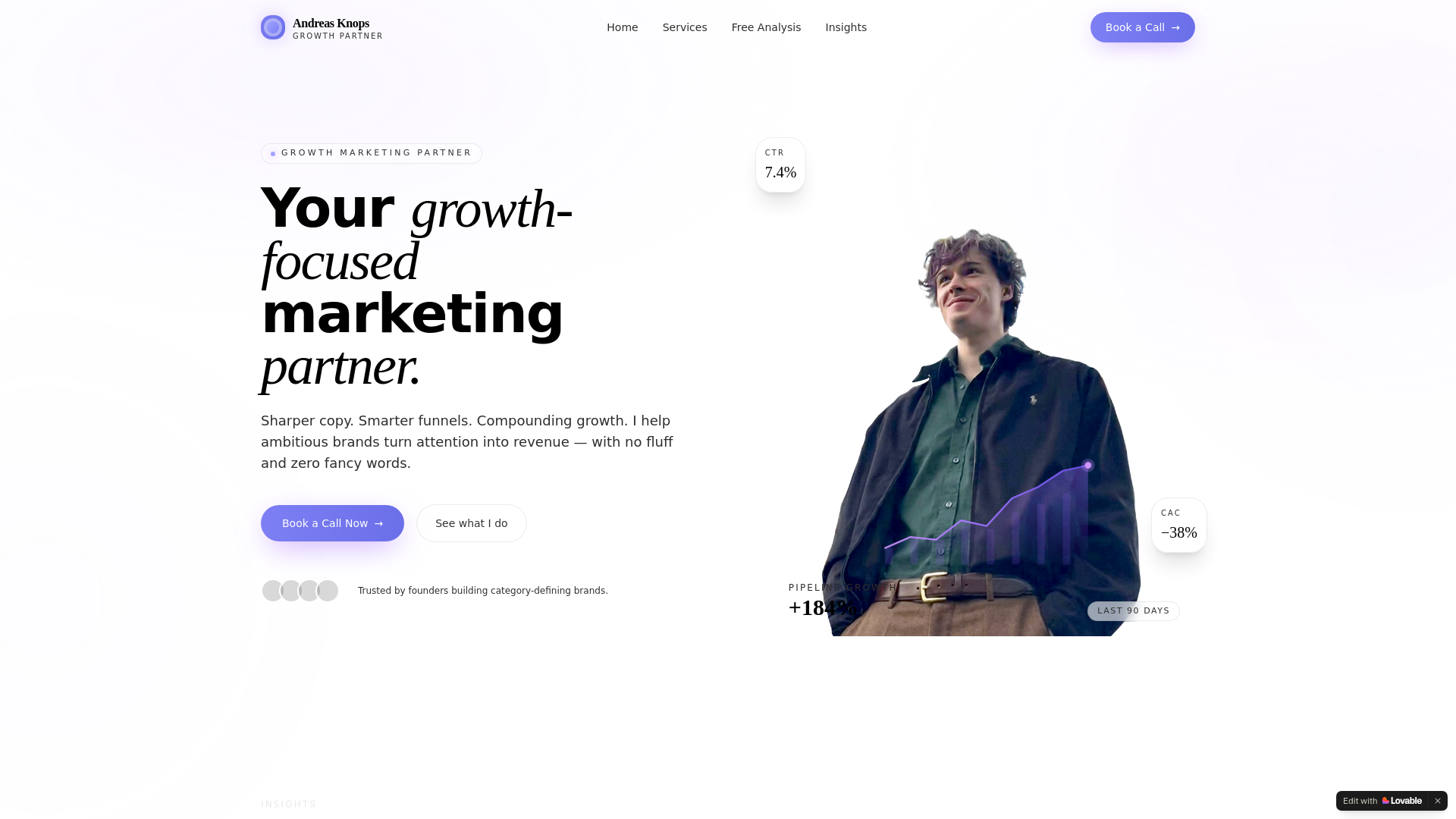 website screenshot of https://knopsandreas.com/