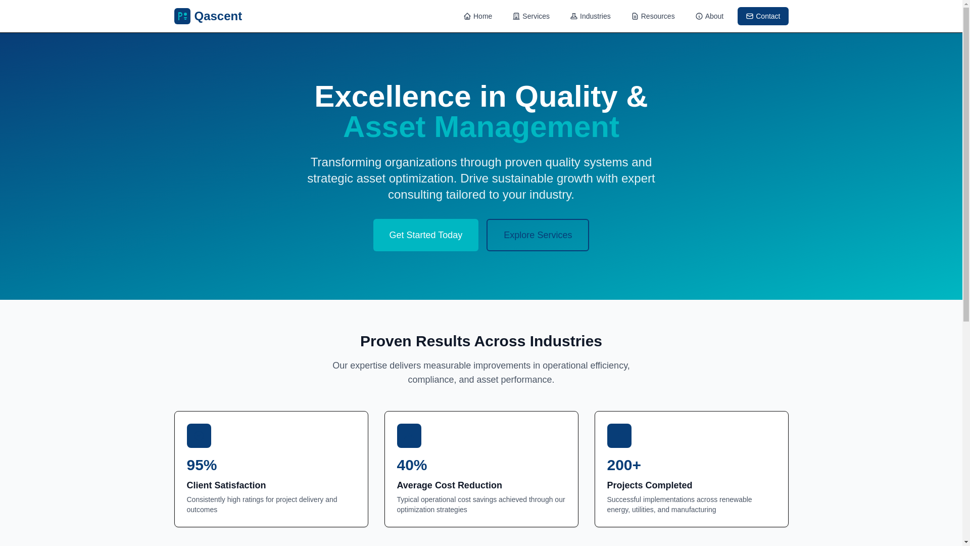 website screenshot of https://qascent.ca/