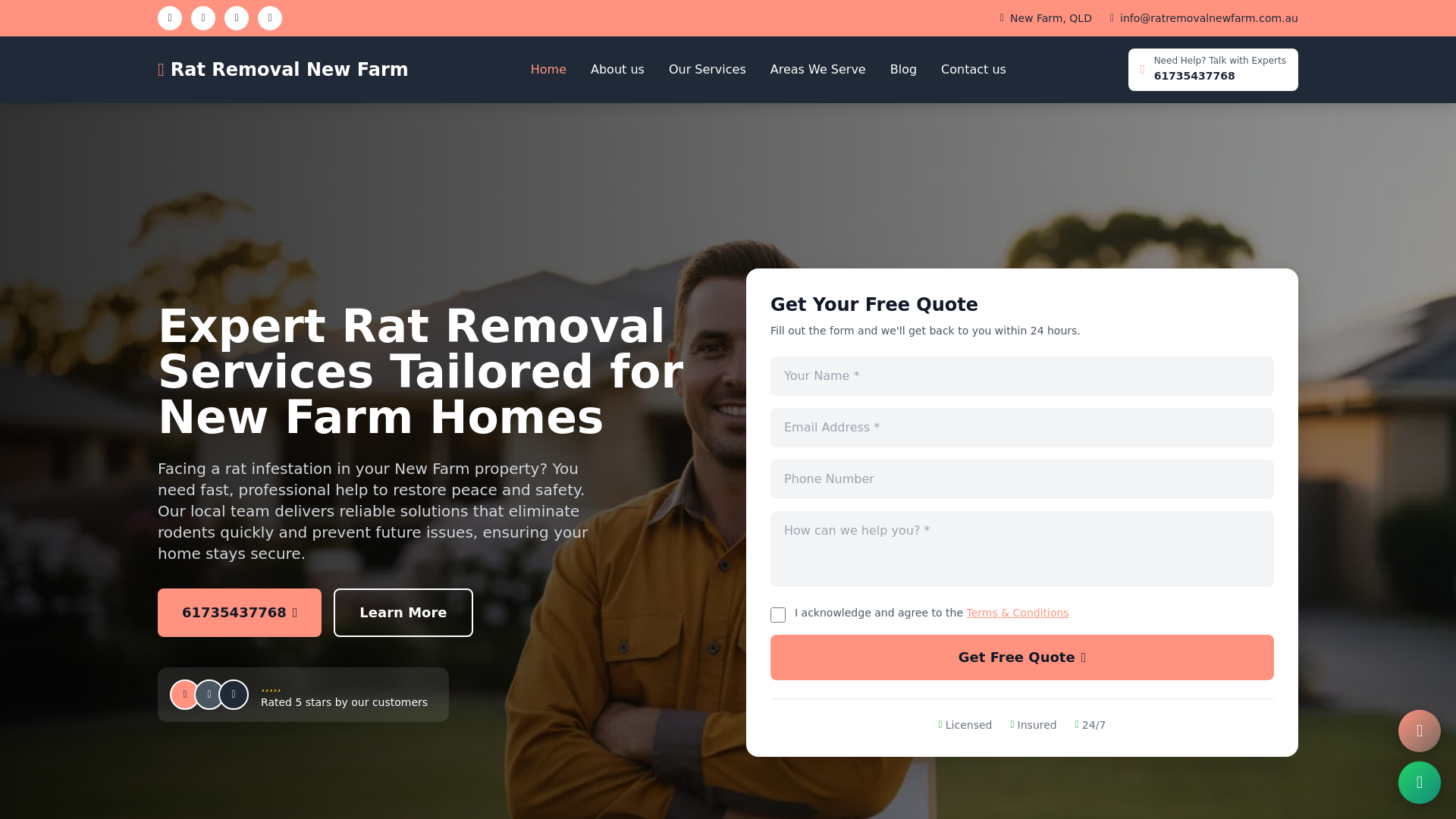 website screenshot of https://ratremovalnewfarm.com.au/