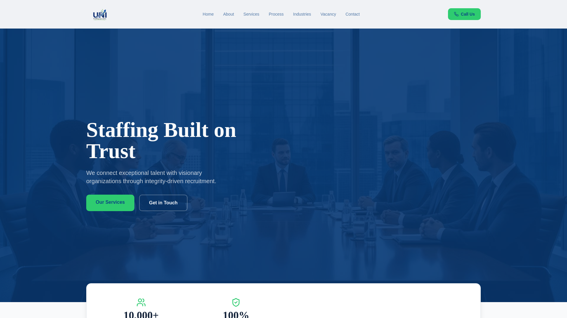 website screenshot of https://unistaffingsolutions.com/