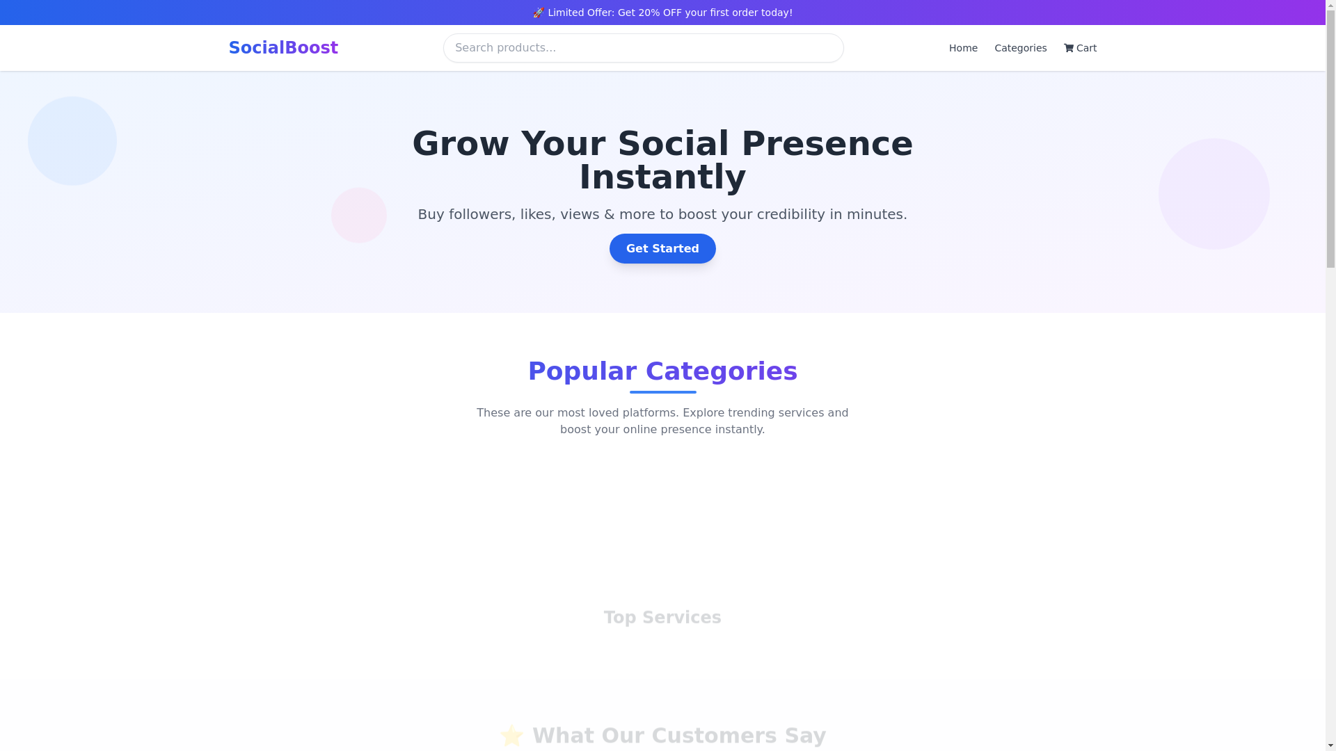 website screenshot of https://socialboosts.pro/