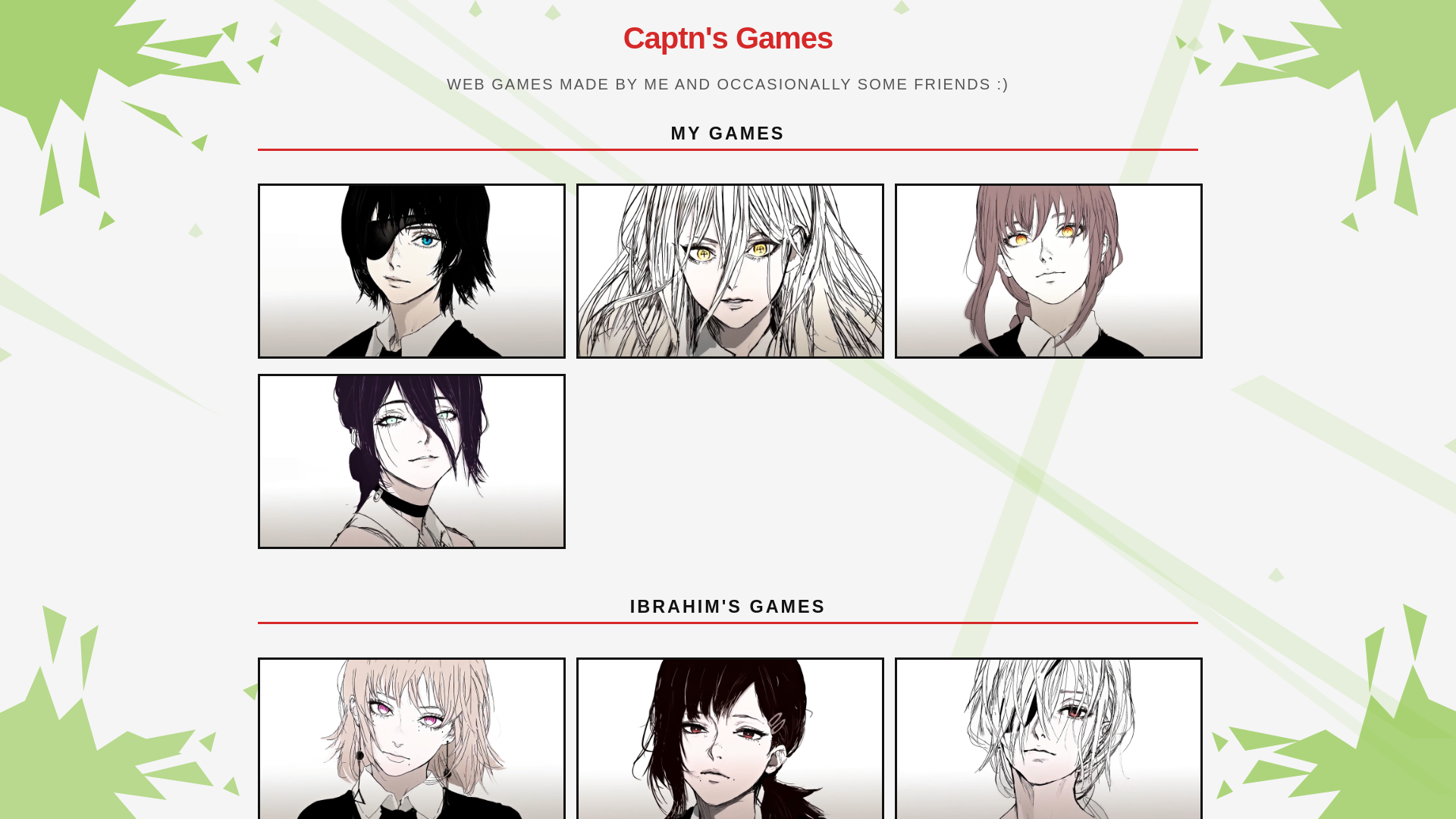 website screenshot of https://captns.games/