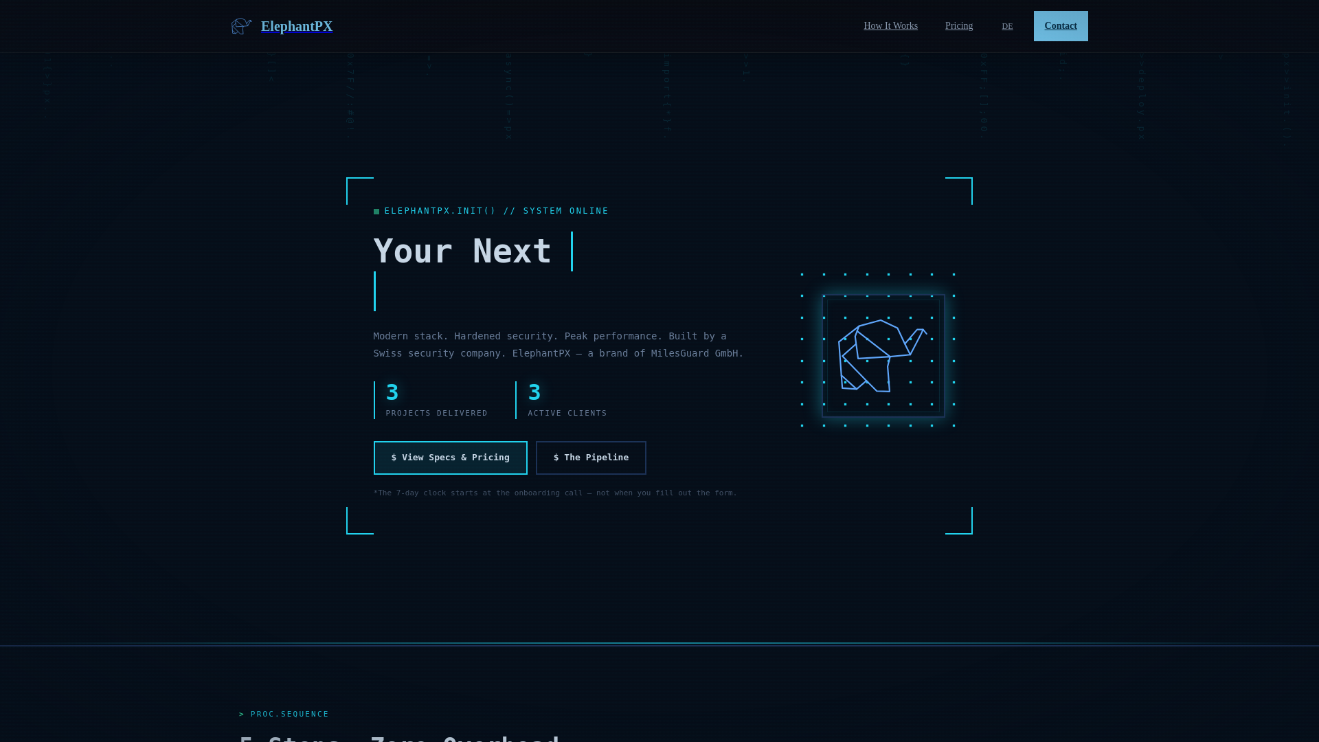 website screenshot of https://elephantpx.com/