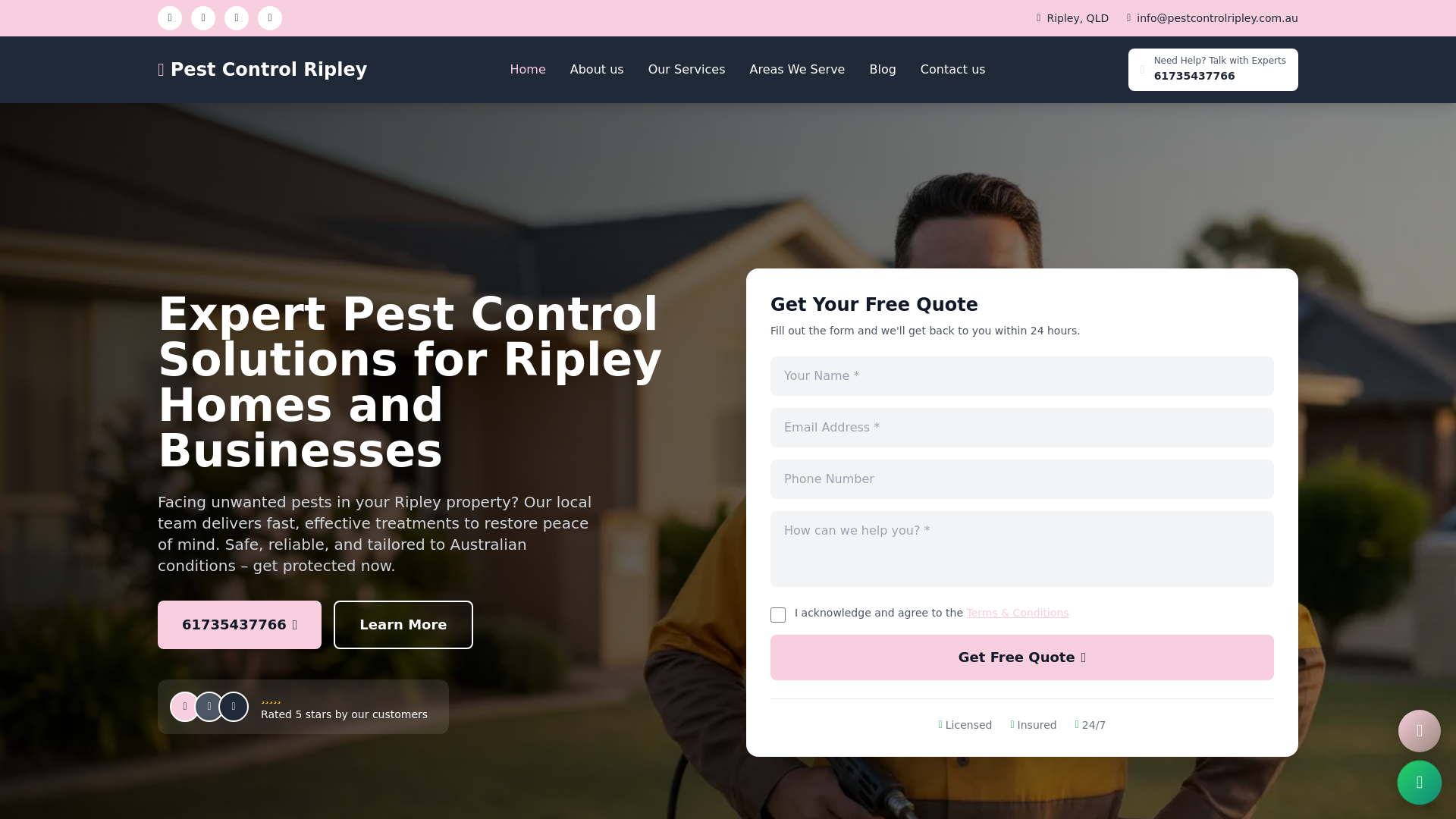 website screenshot of https://pestcontrolripley.com.au/