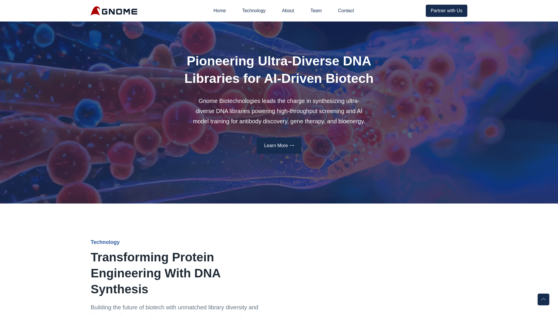 website screenshot of https://gnomebiotech.com