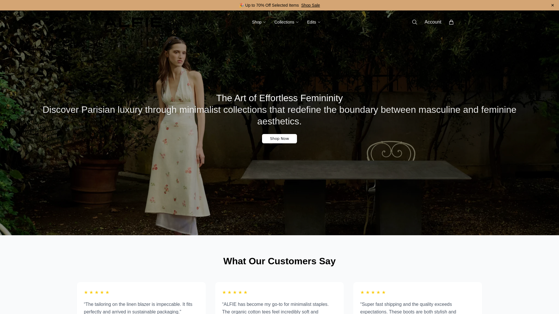 website screenshot of https://alfieparisstudio.shop/