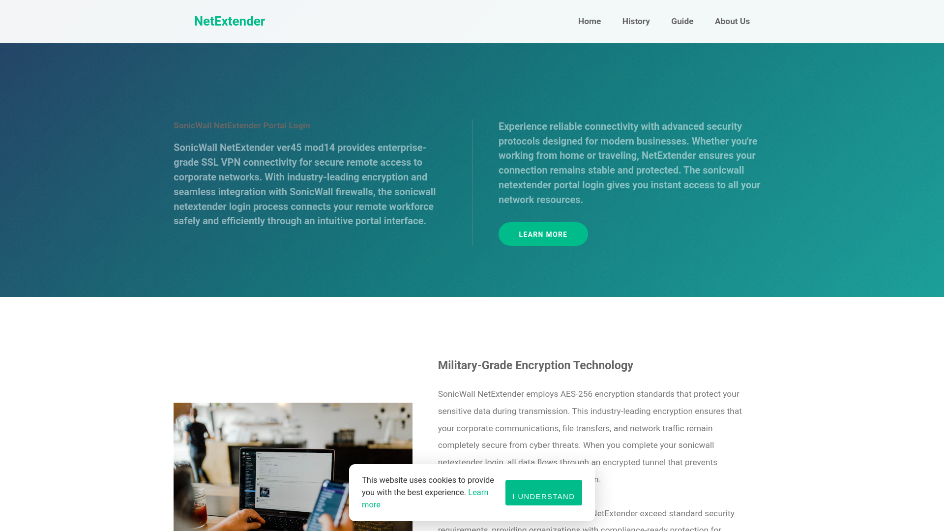 website screenshot of https://netextender-login.com/