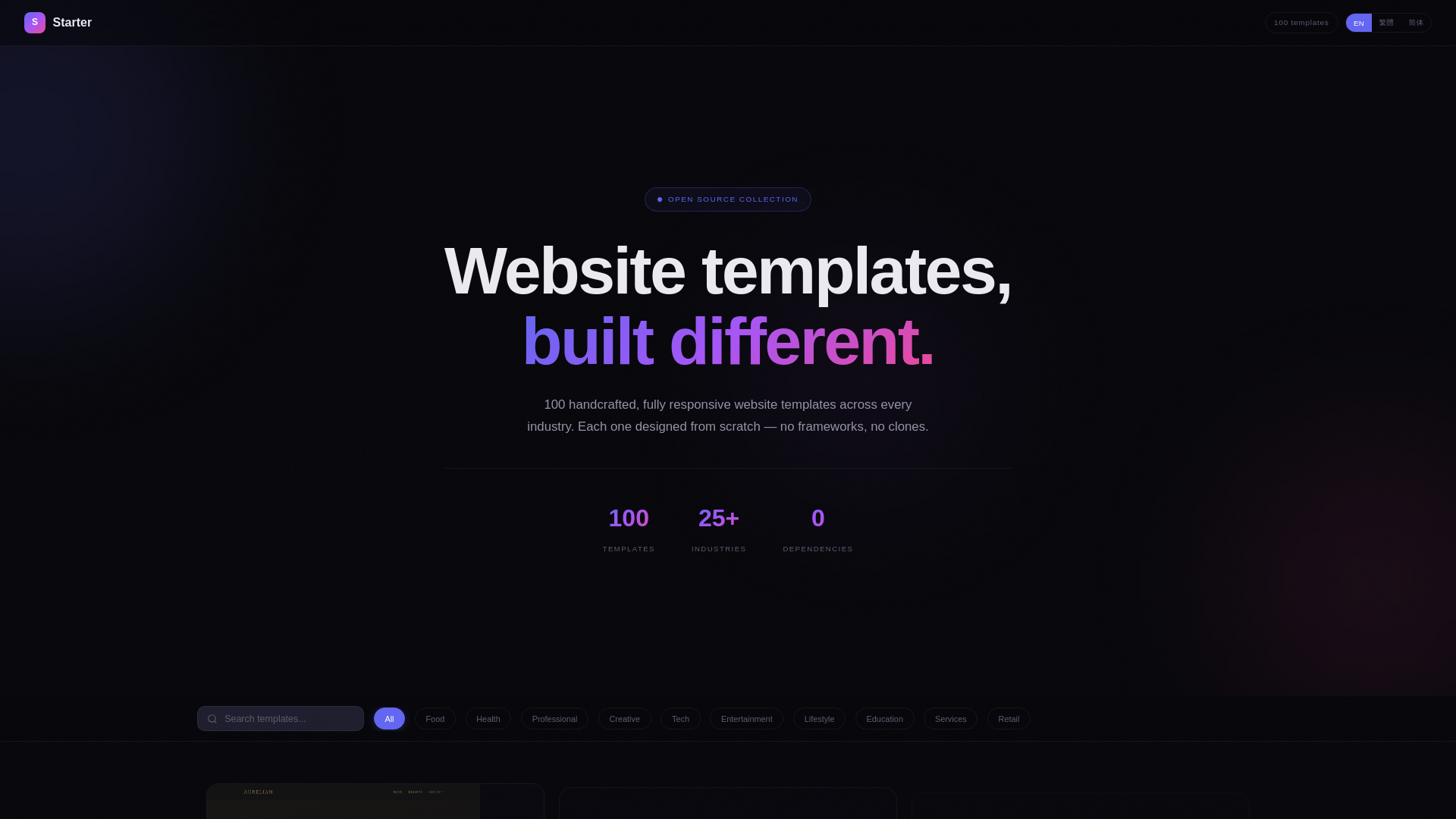 website screenshot of https://starter-templates.pages.dev/