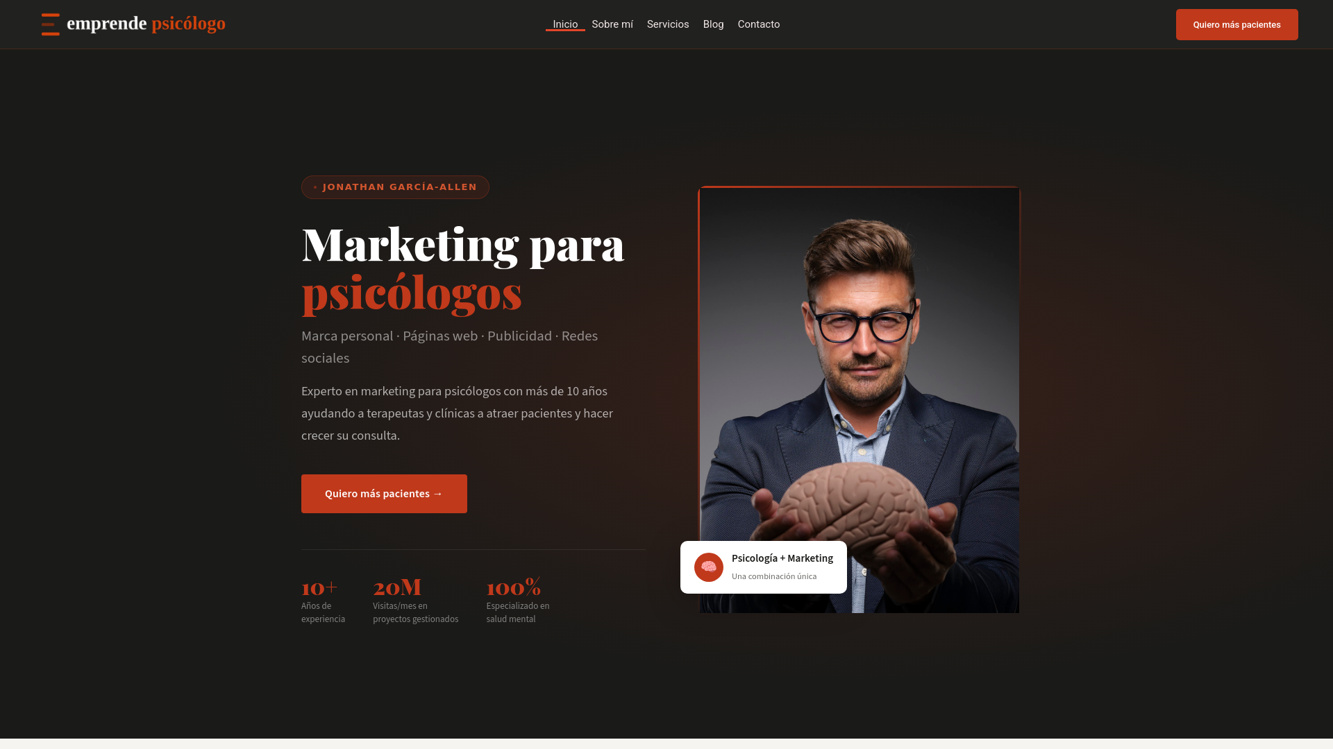 website screenshot of https://emprendepsicologo.com