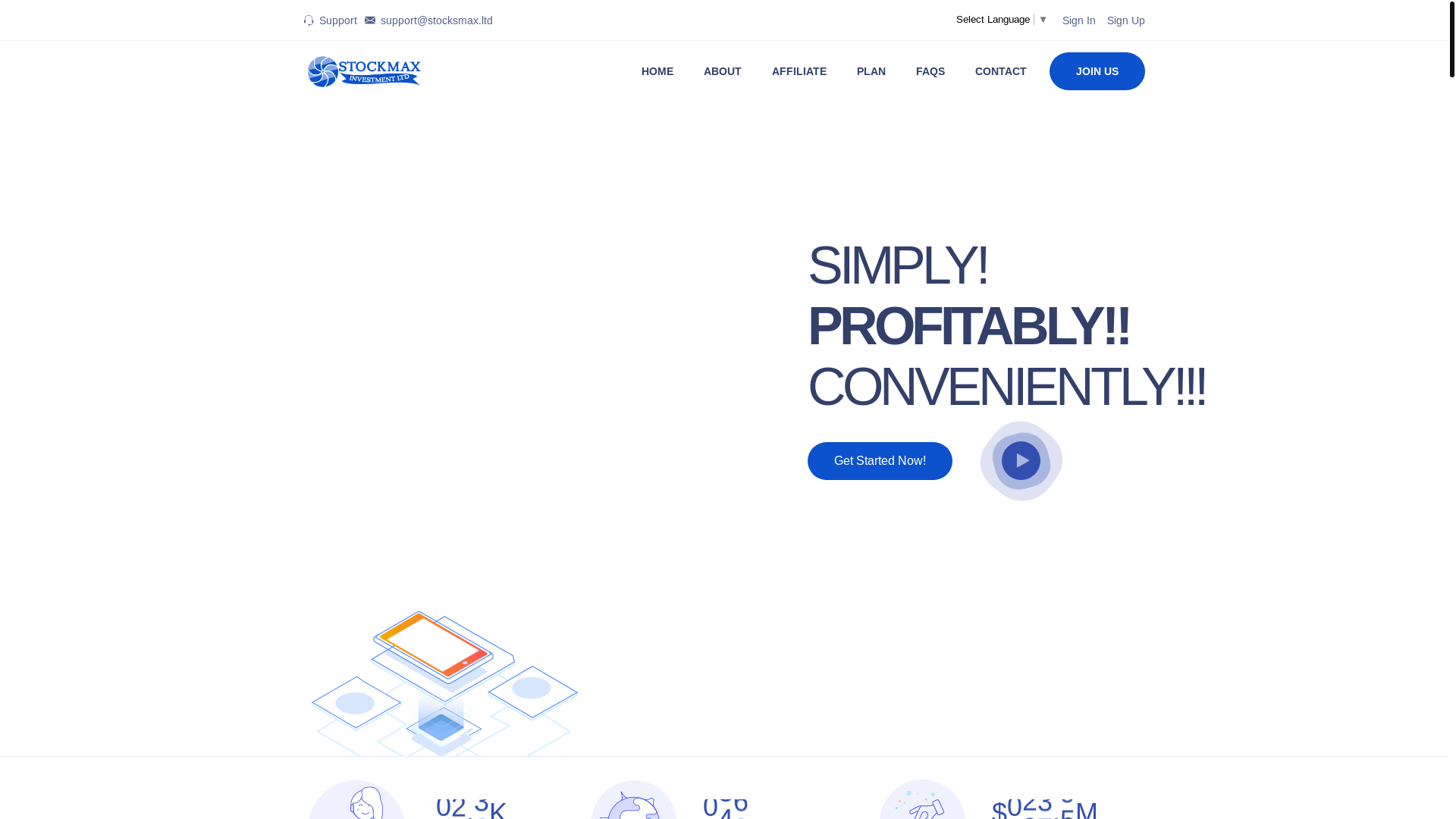 website screenshot of https://stocksmax.ltd/