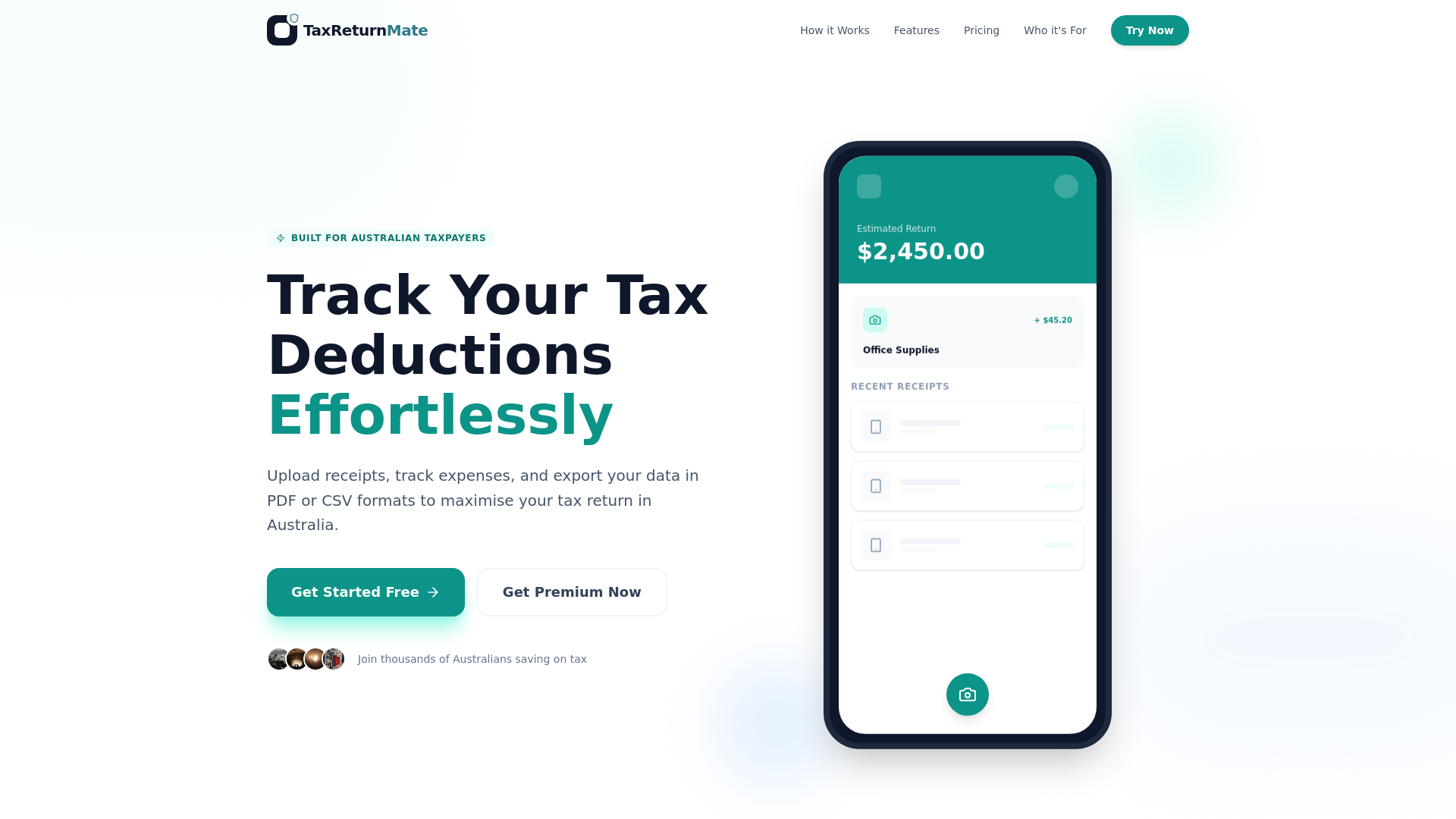 website screenshot of https://taxreturnmate.com.au