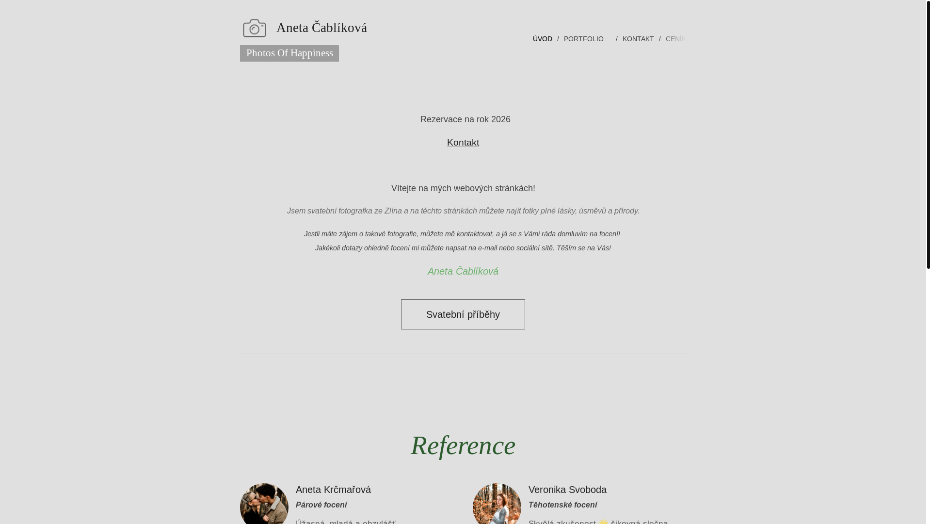 website screenshot of https://anetacablikova.cz/