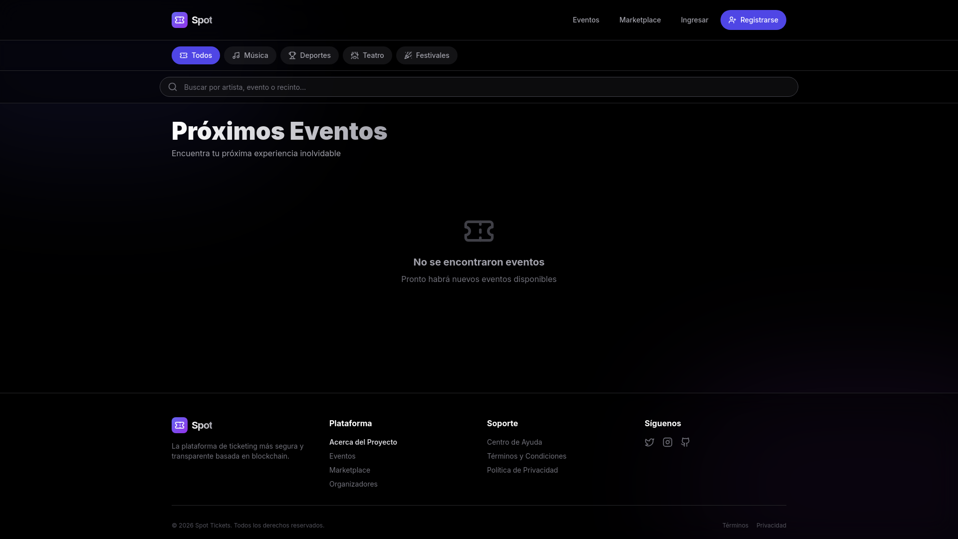 website screenshot of https://spoticket.cl