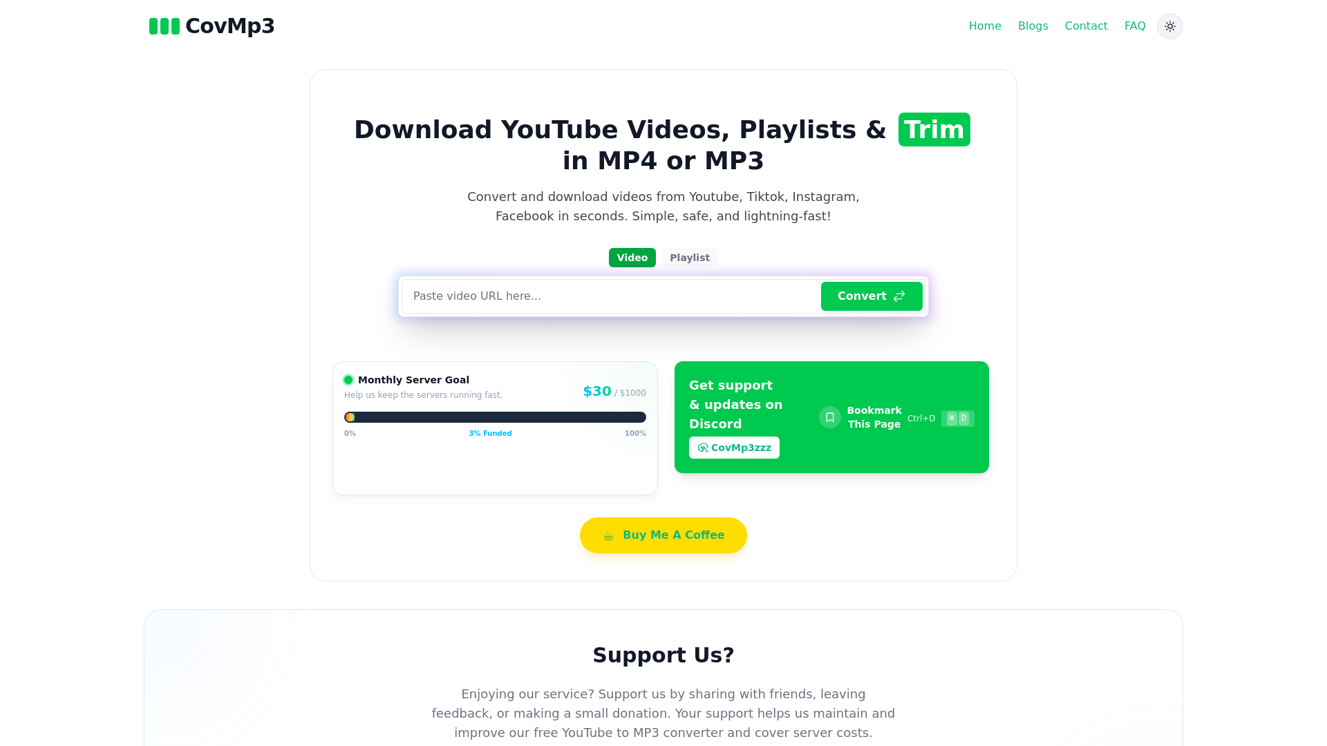 website screenshot of https://covmp3.com/en