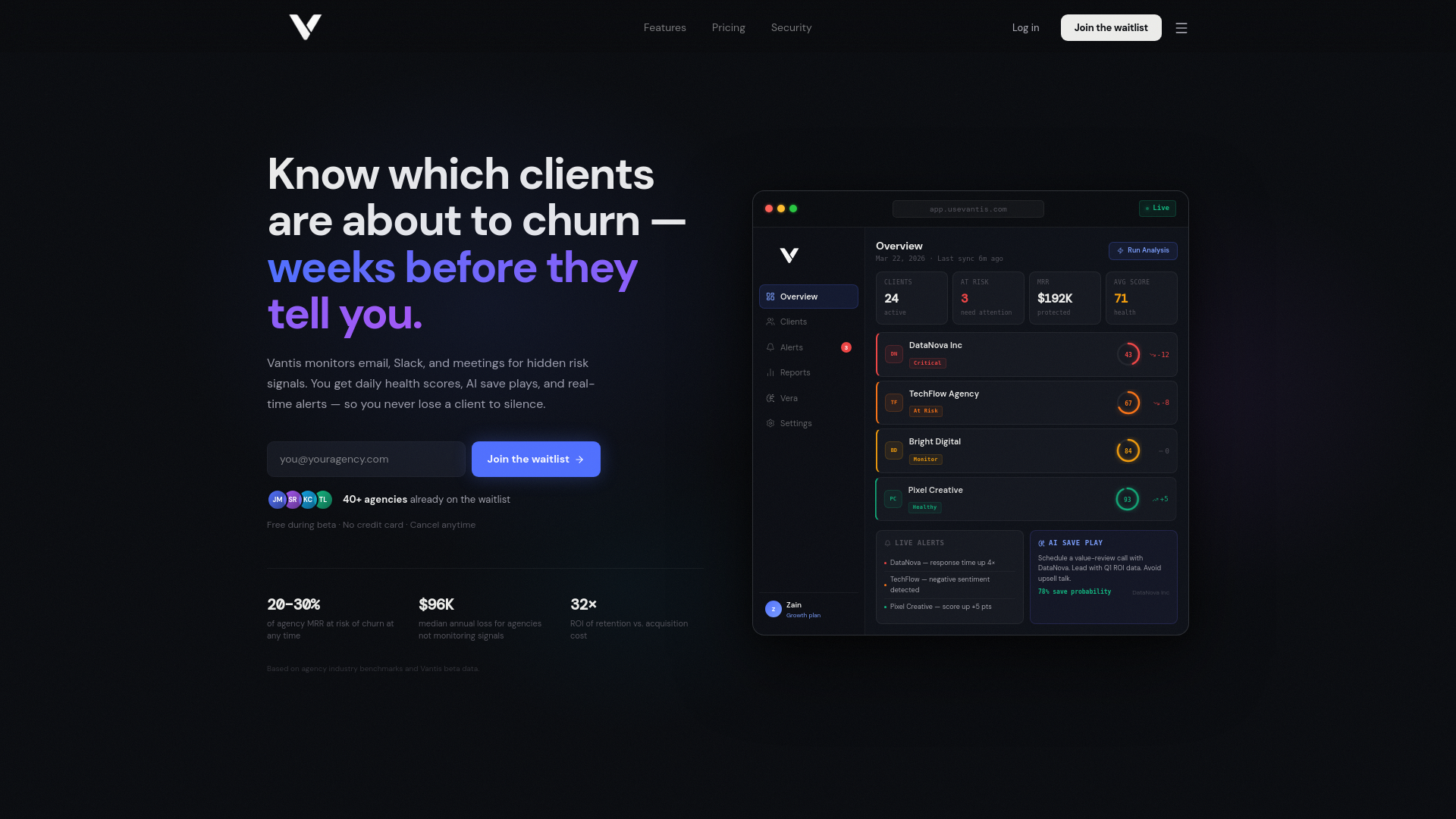 website screenshot of https://usevantis.com/