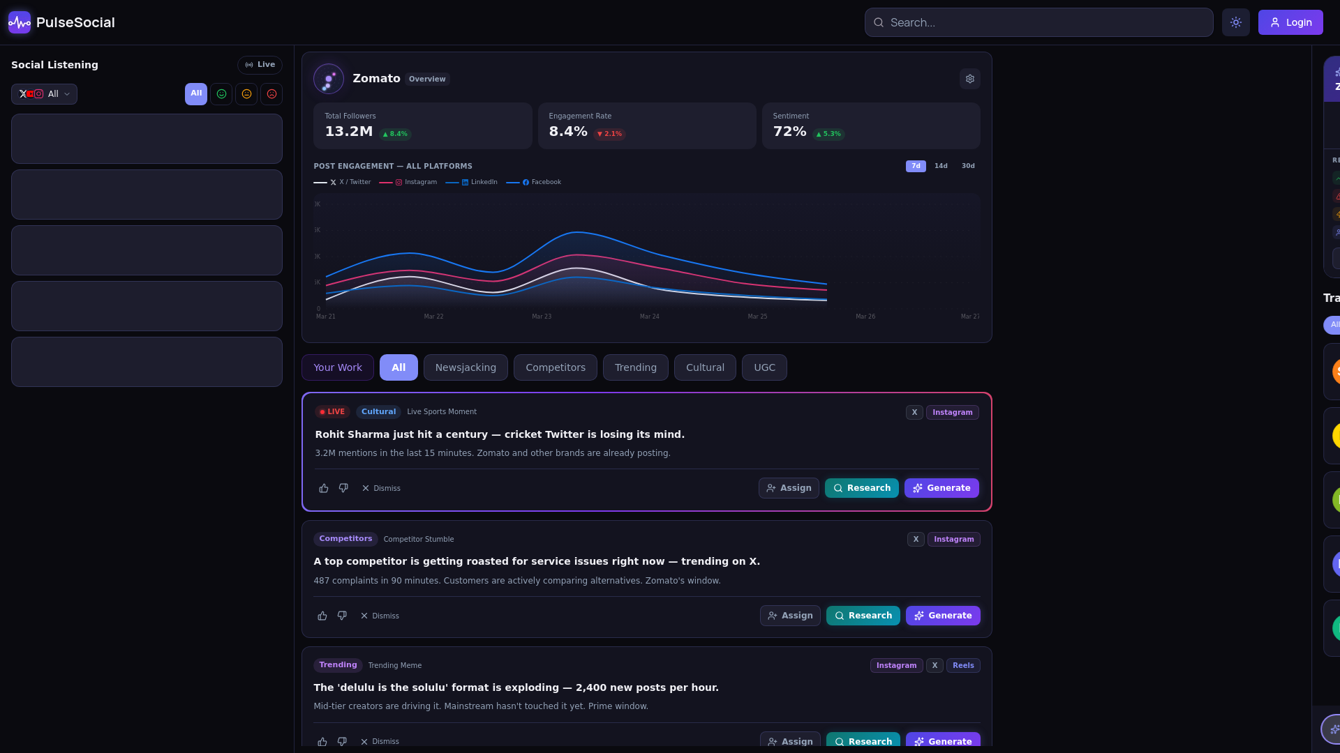 website screenshot of https://pulsesocial.live