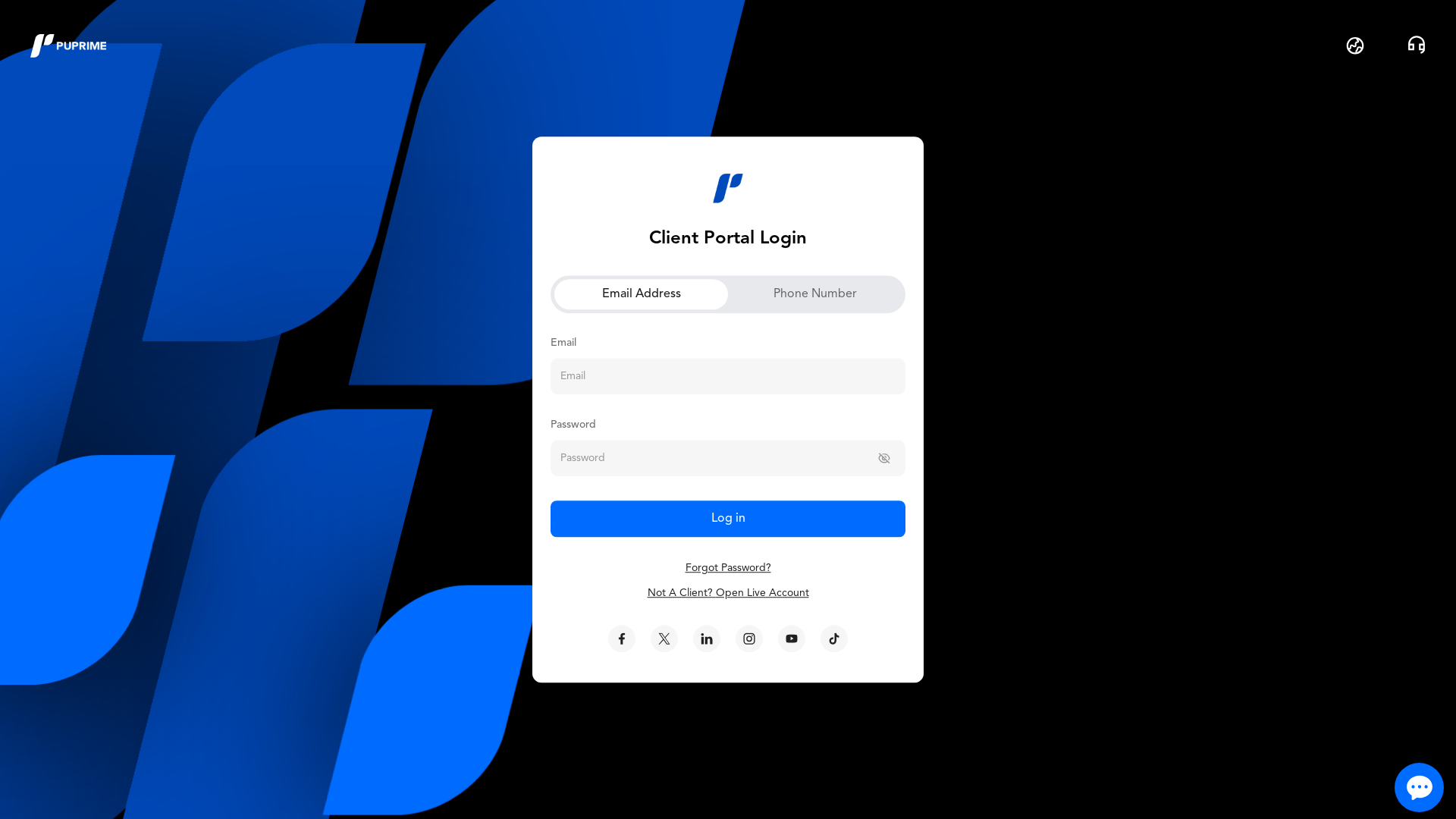 website screenshot of https://myaccount.puprime.company