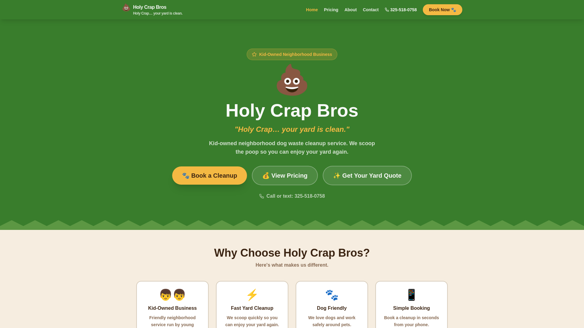 website screenshot of https://holycrapbros.com/