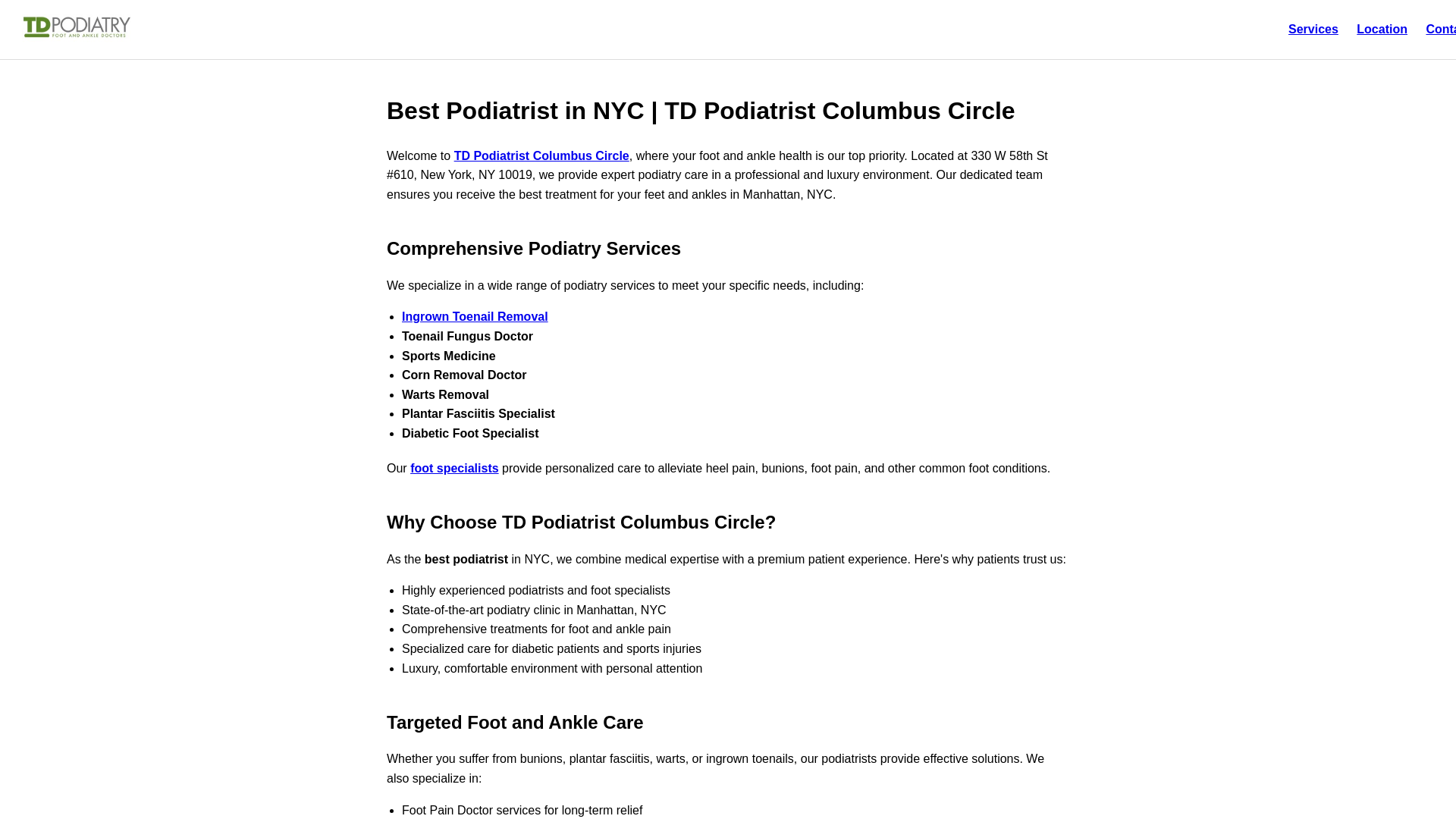 website screenshot of https://bestpodiatristinnyctdpodiatristcolumbuscircle.pages.dev/