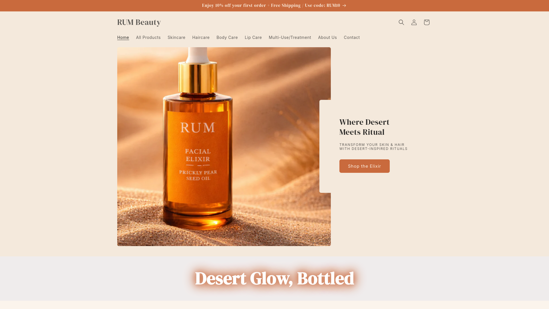 website screenshot of https://rumritualsbeauty.com/