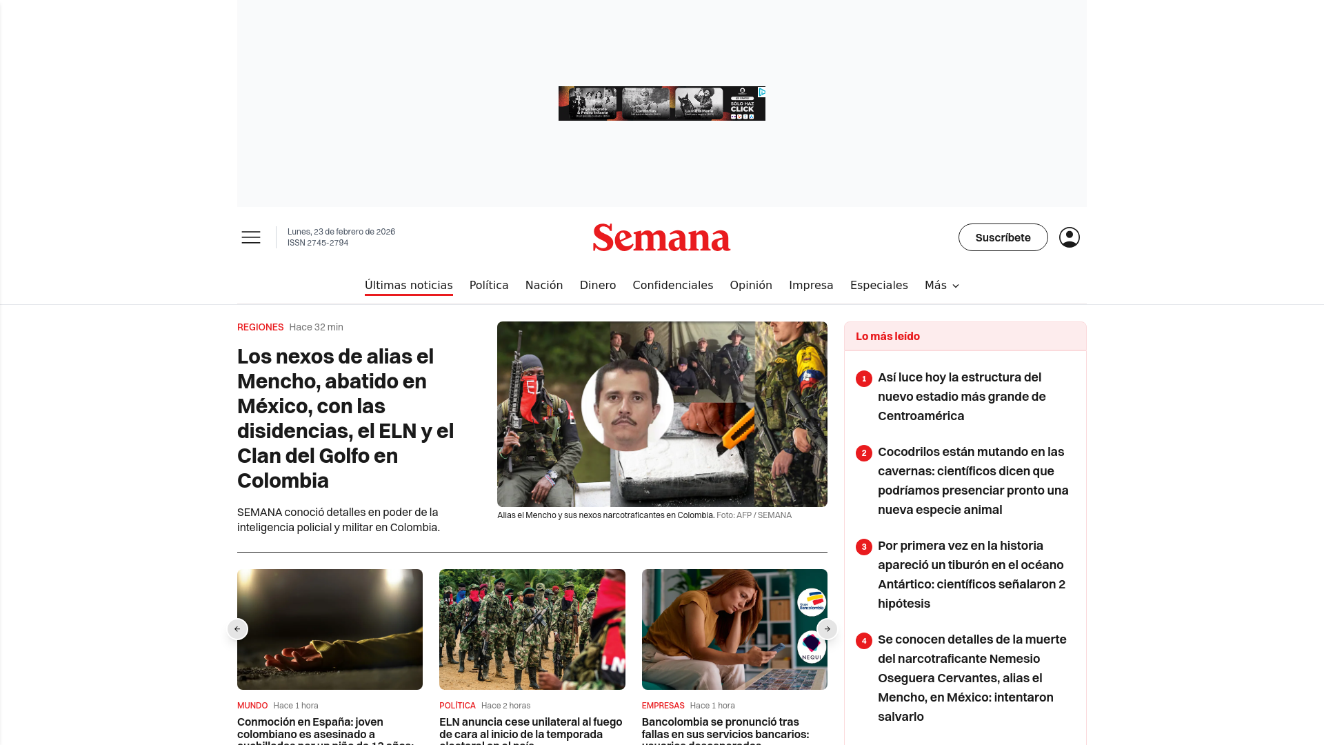 website screenshot of https://semana.com/