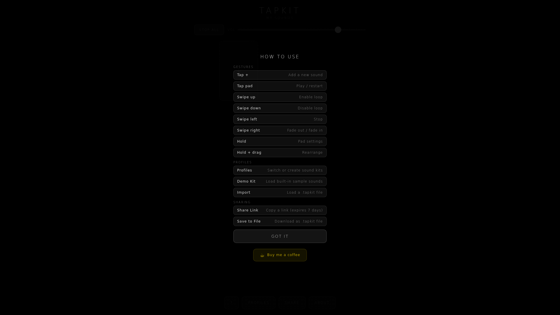 website screenshot of https://tapkit.pages.dev/