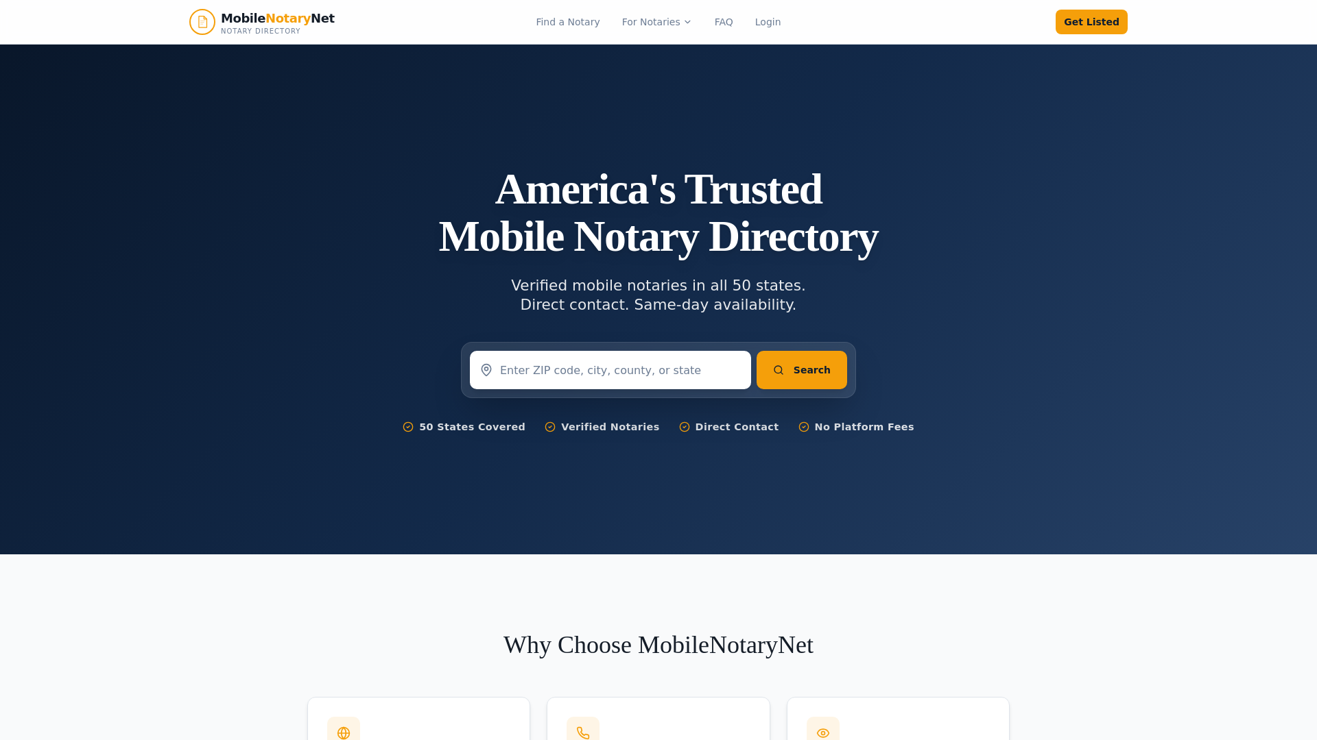 website screenshot of https://mobilenotarynet.com