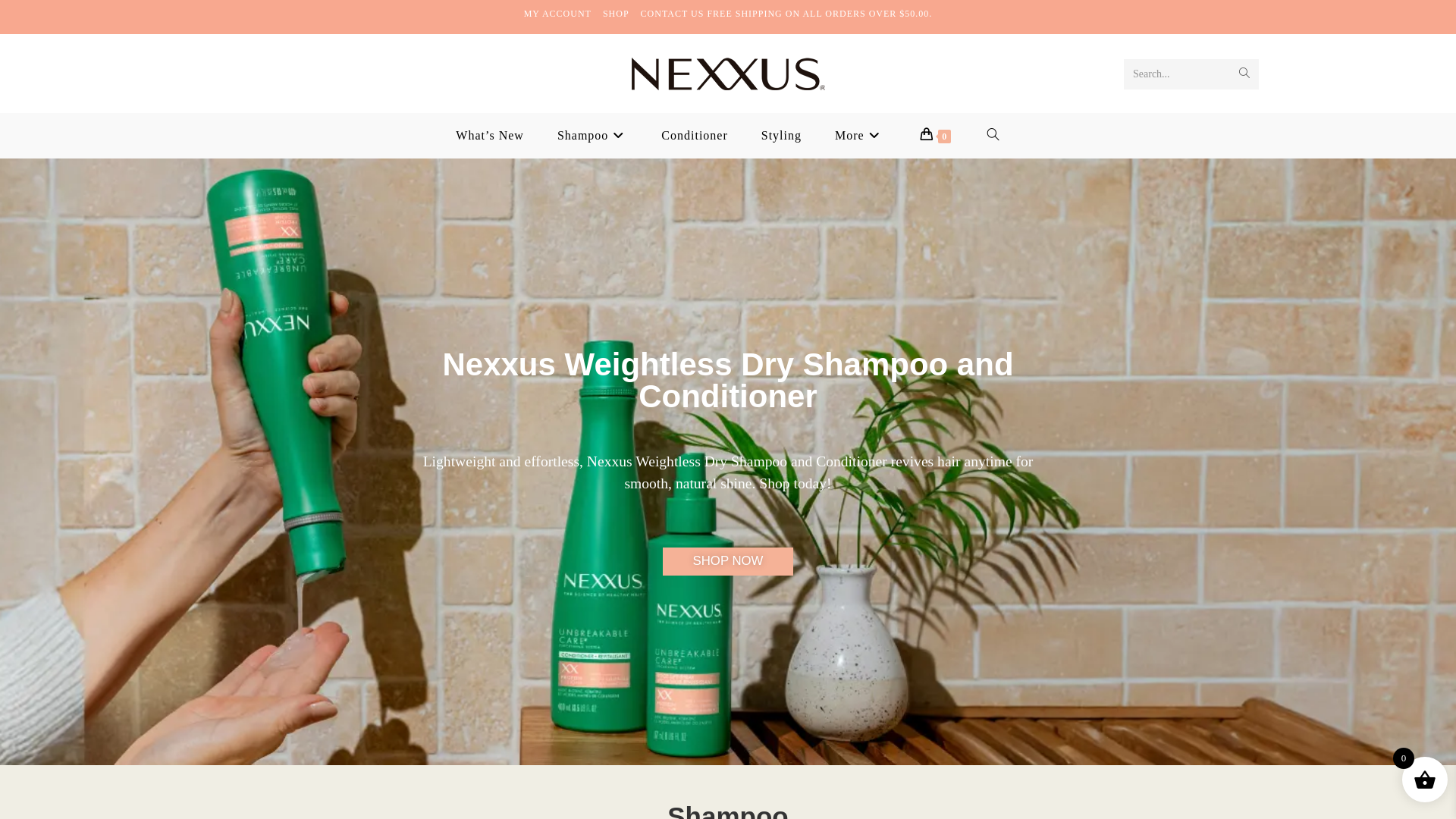 website screenshot of https://nexxusaminoshampoo.com/