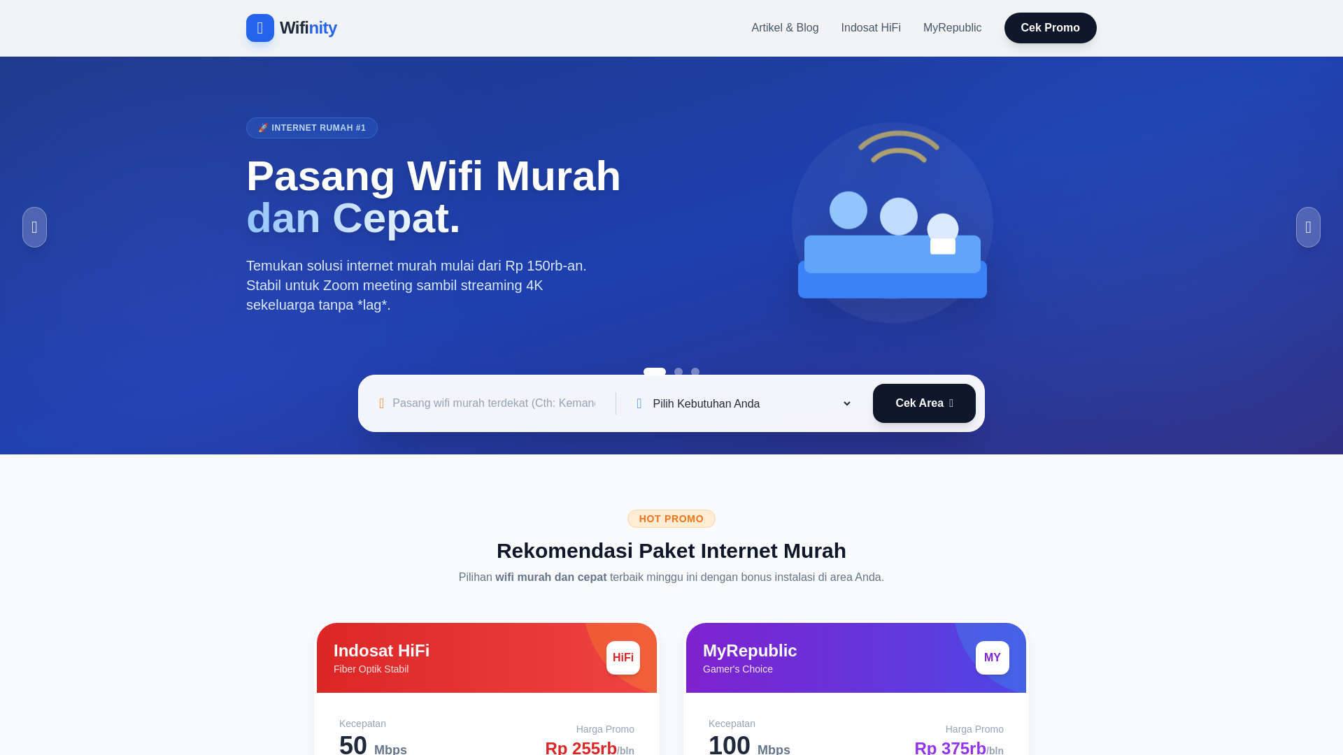 website screenshot of https://wifinity.id/