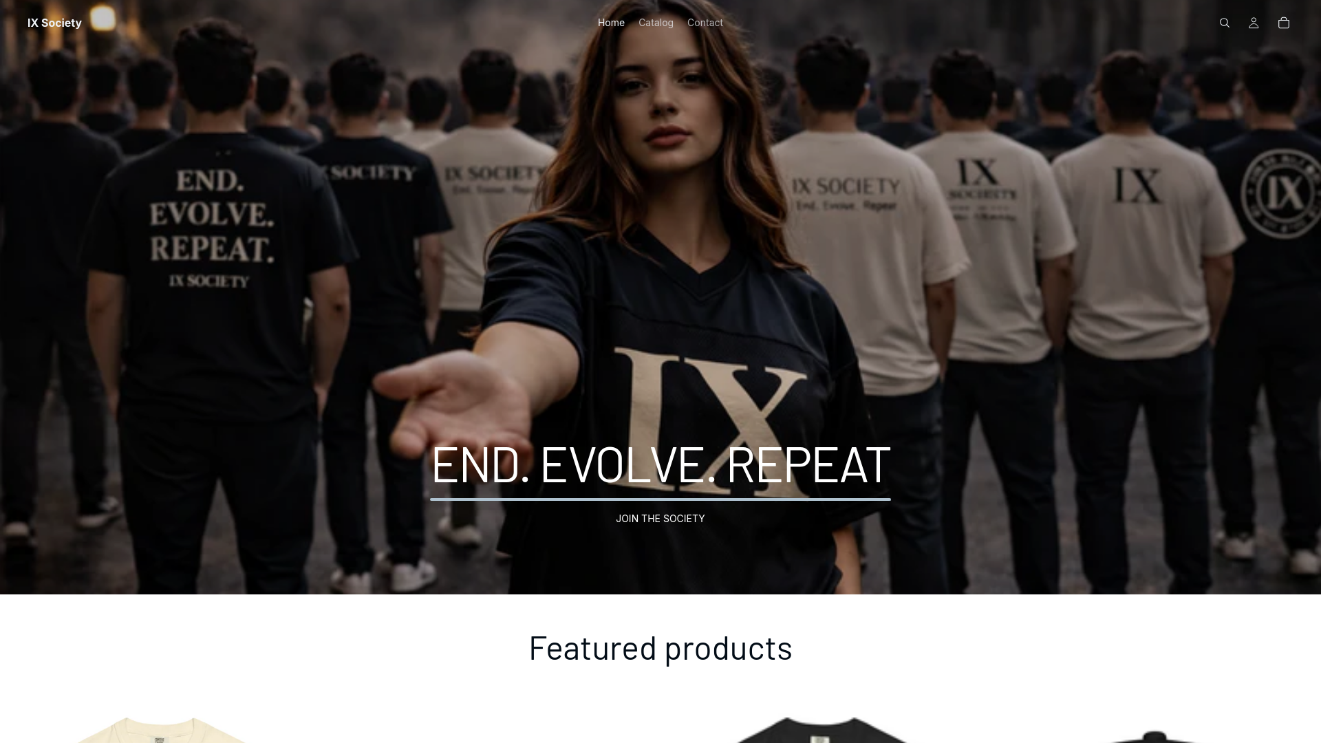 website screenshot of https://ixsocietyclothing.com