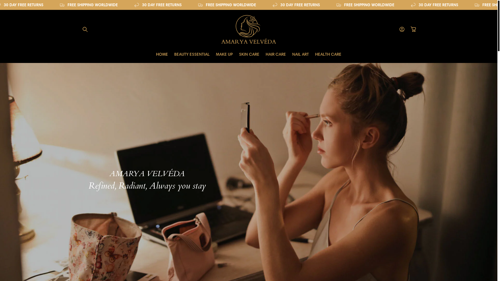 website screenshot of https://amaryavelveda.com/