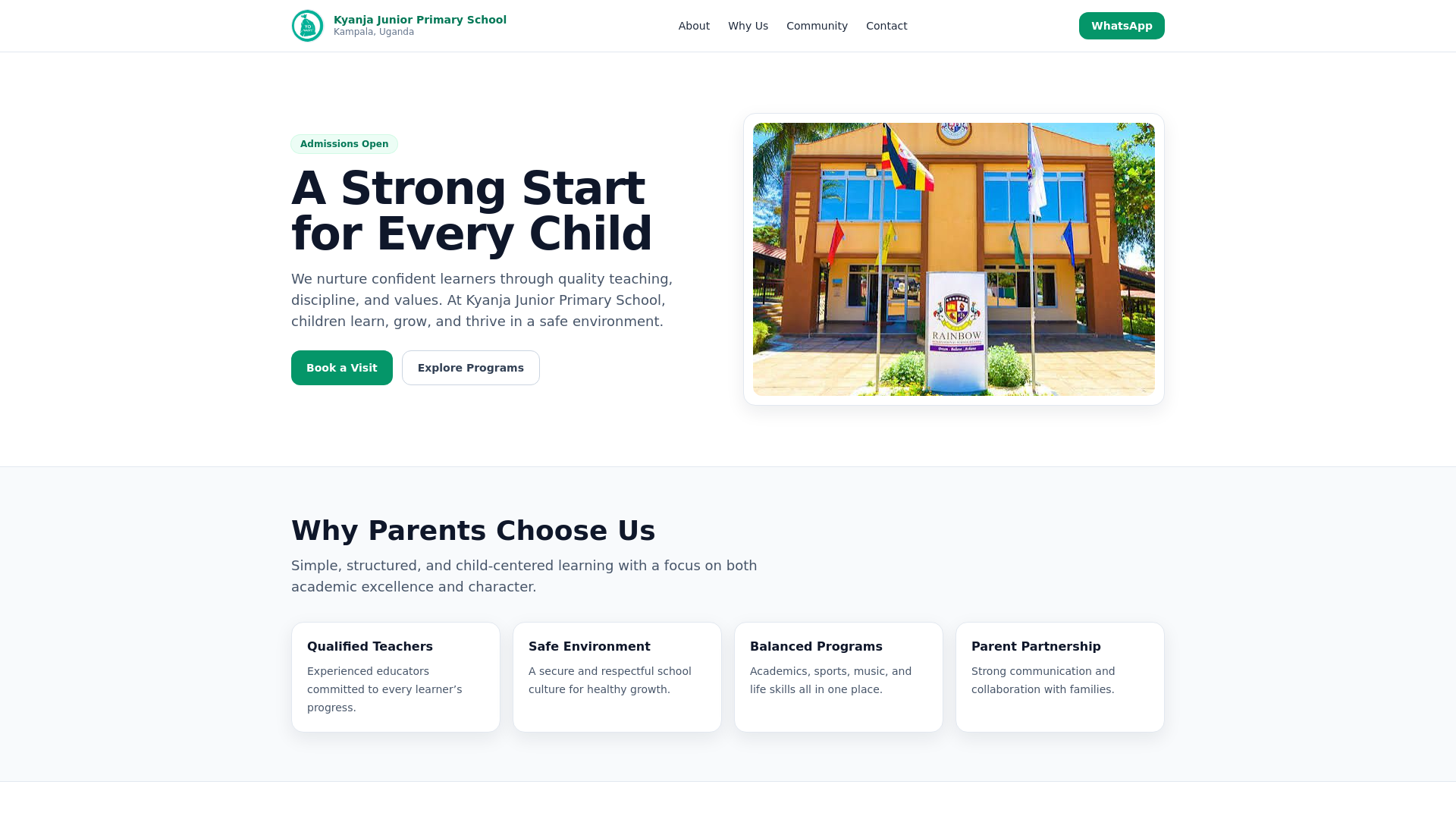 website screenshot of https://kyanja-junior-primary-school.pages.dev/