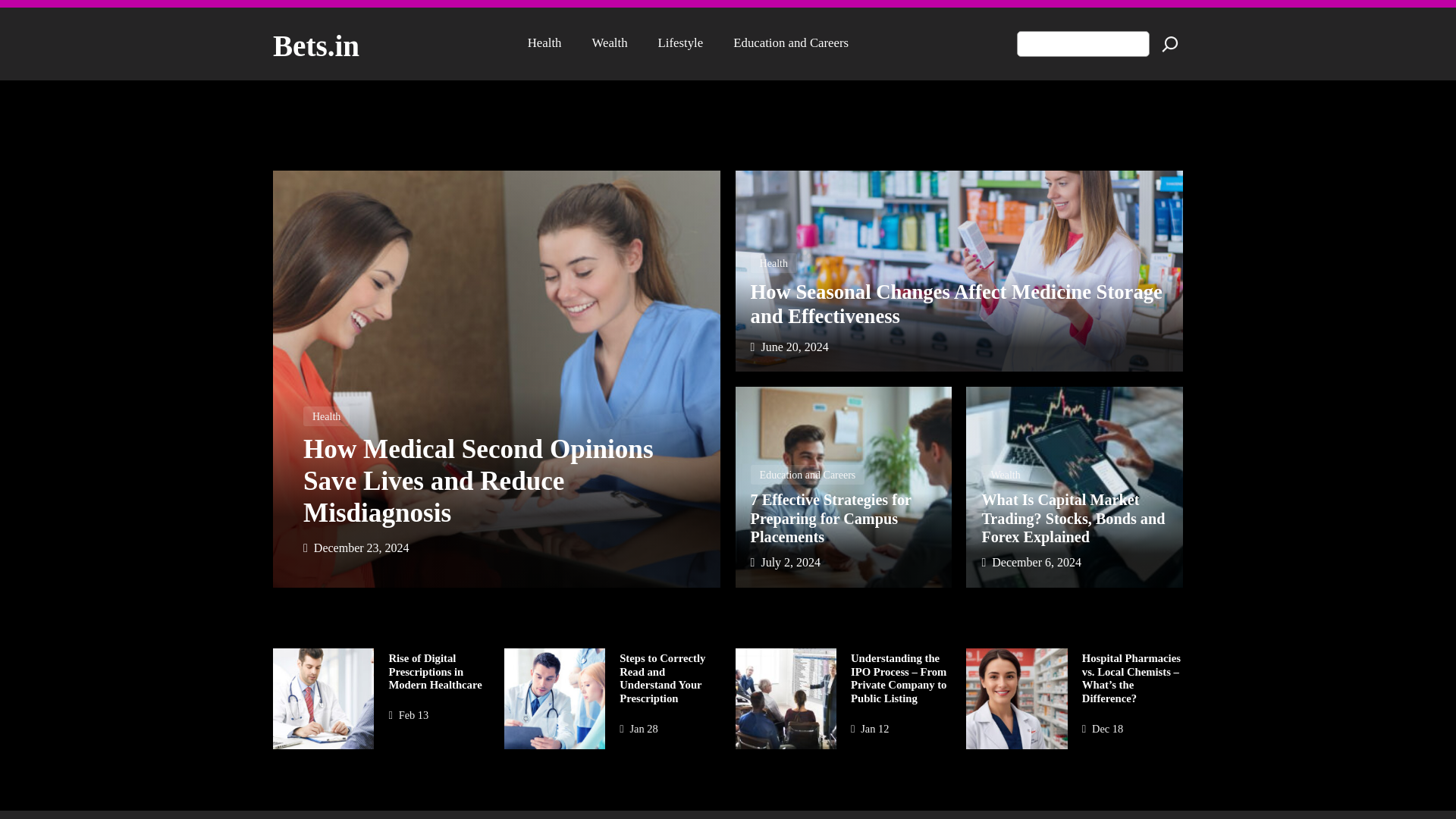 website screenshot of https://bets.in