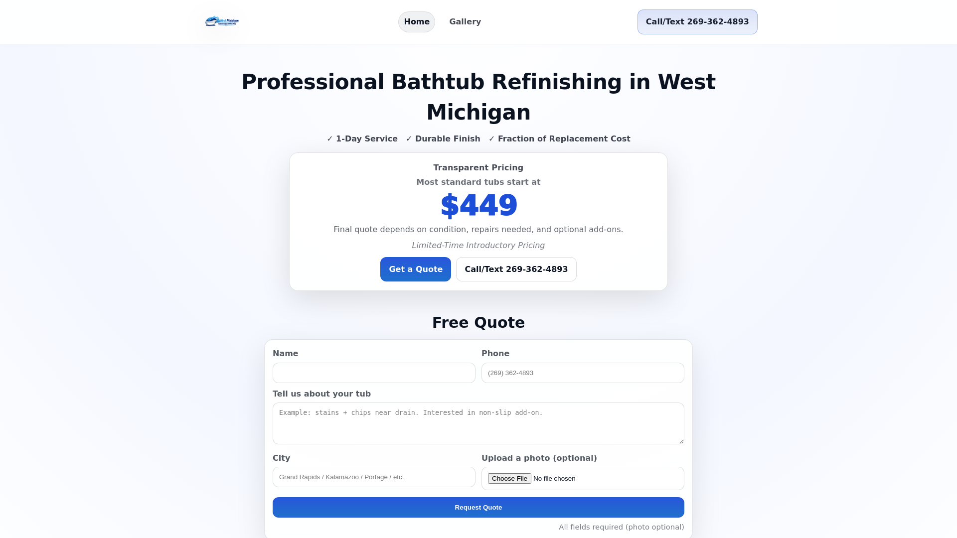 website screenshot of https://westmichigantub.com/