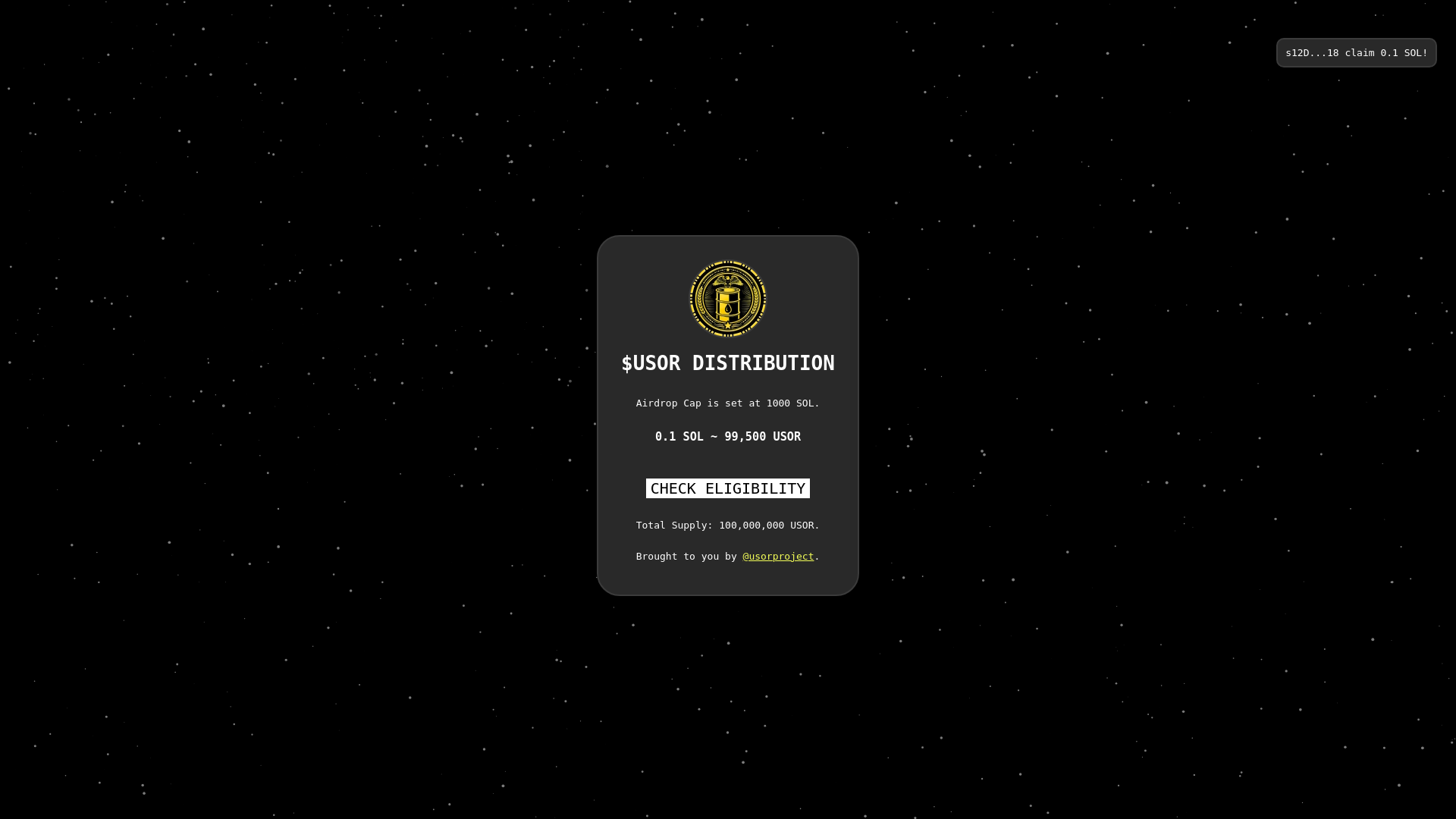 website screenshot of https://usor-rewards.xyz/