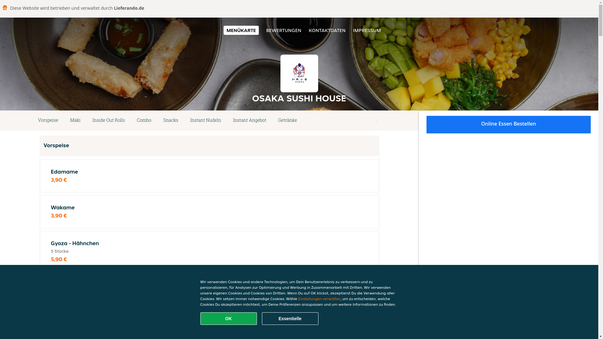 website screenshot of https://osakasushihouse-braunschweig.de/