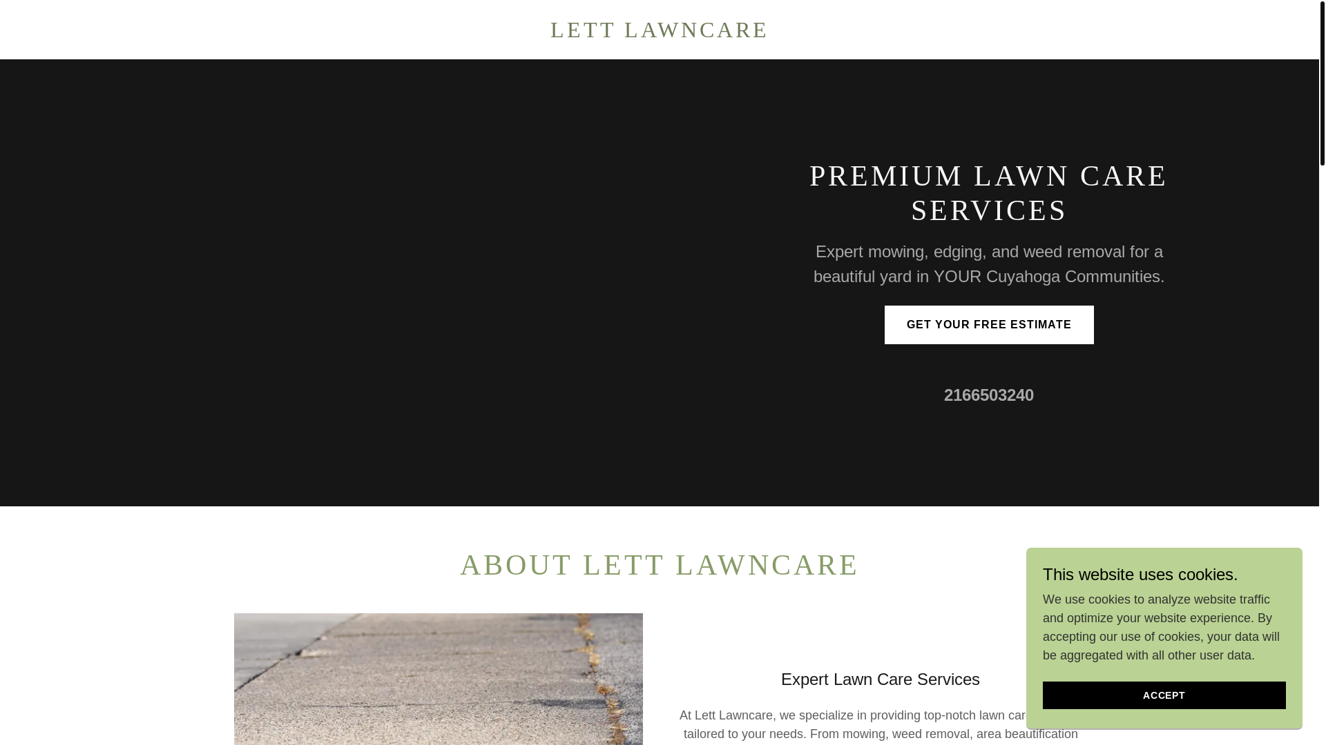 website screenshot of https://lettlawncare.com/