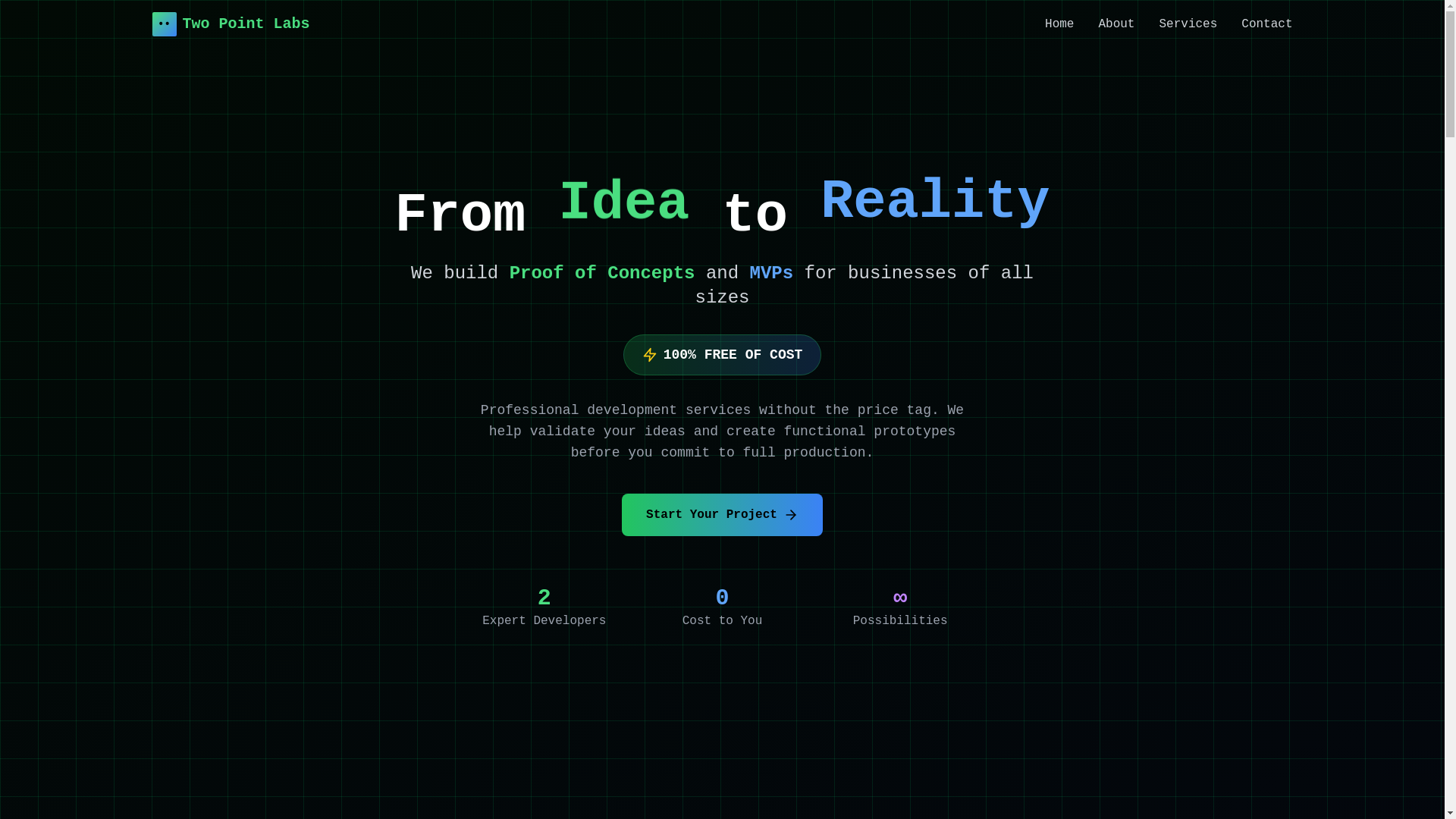website screenshot of https://twopointlabs.com/