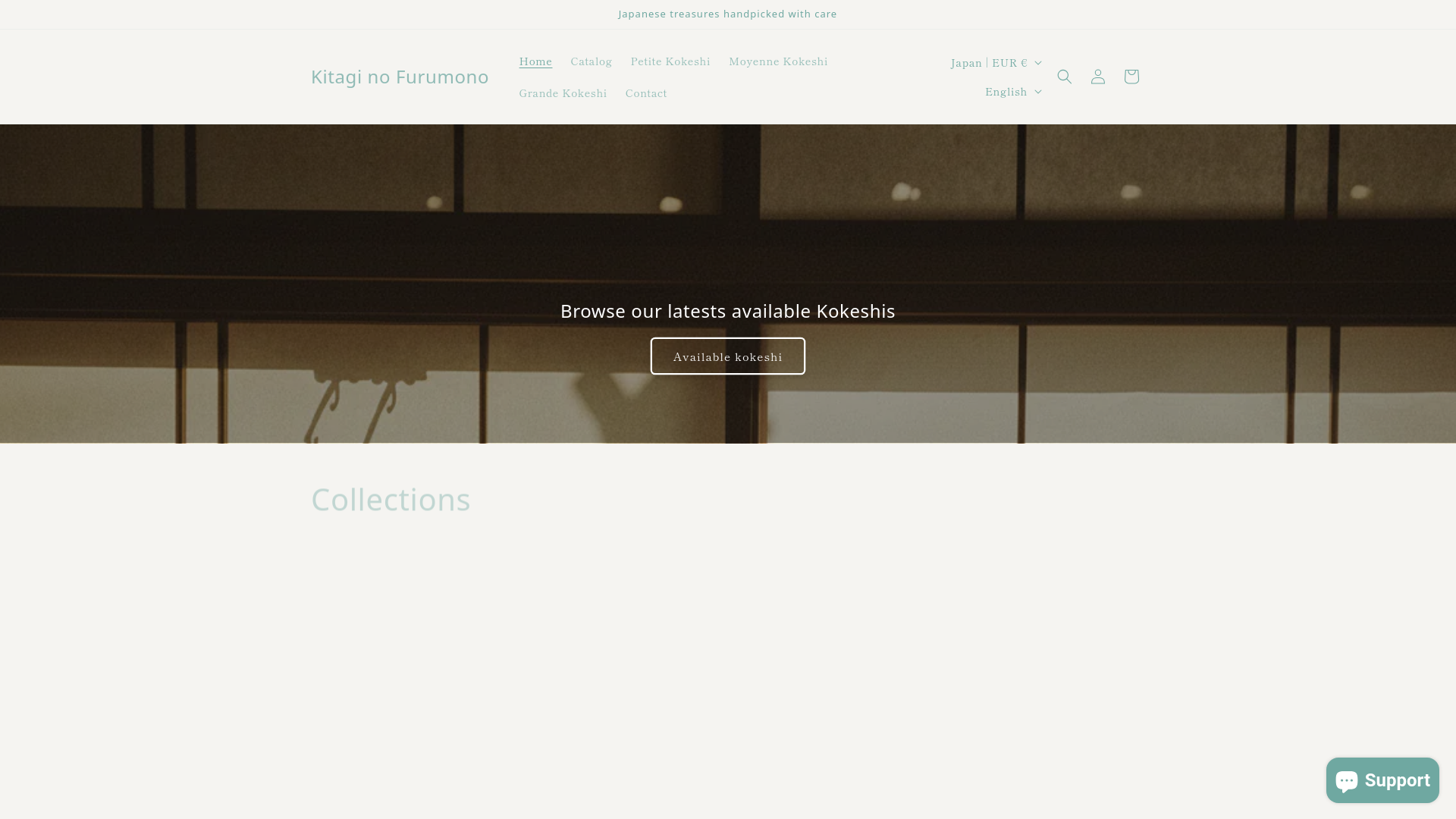 website screenshot of https://kitaginofurumono.com/