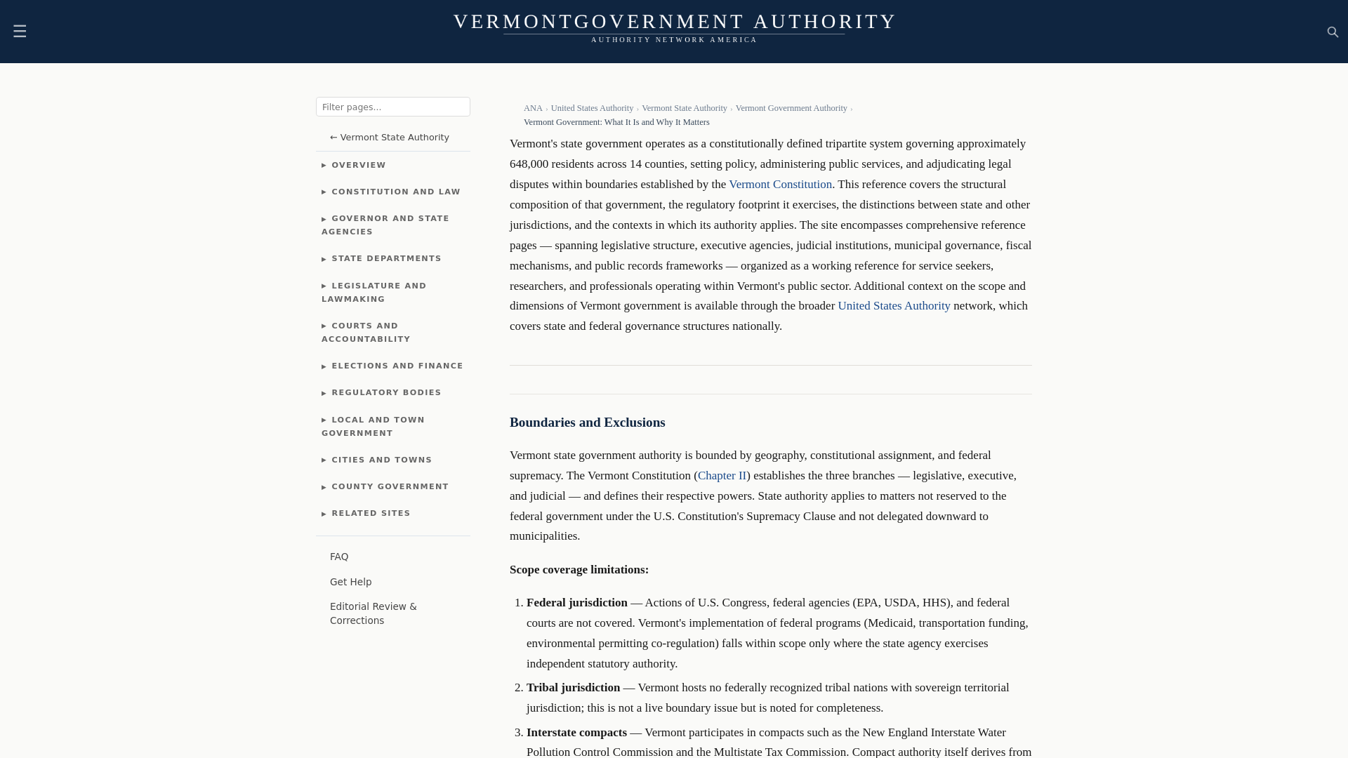 website screenshot of https://vermontgovernmentauthority.com/