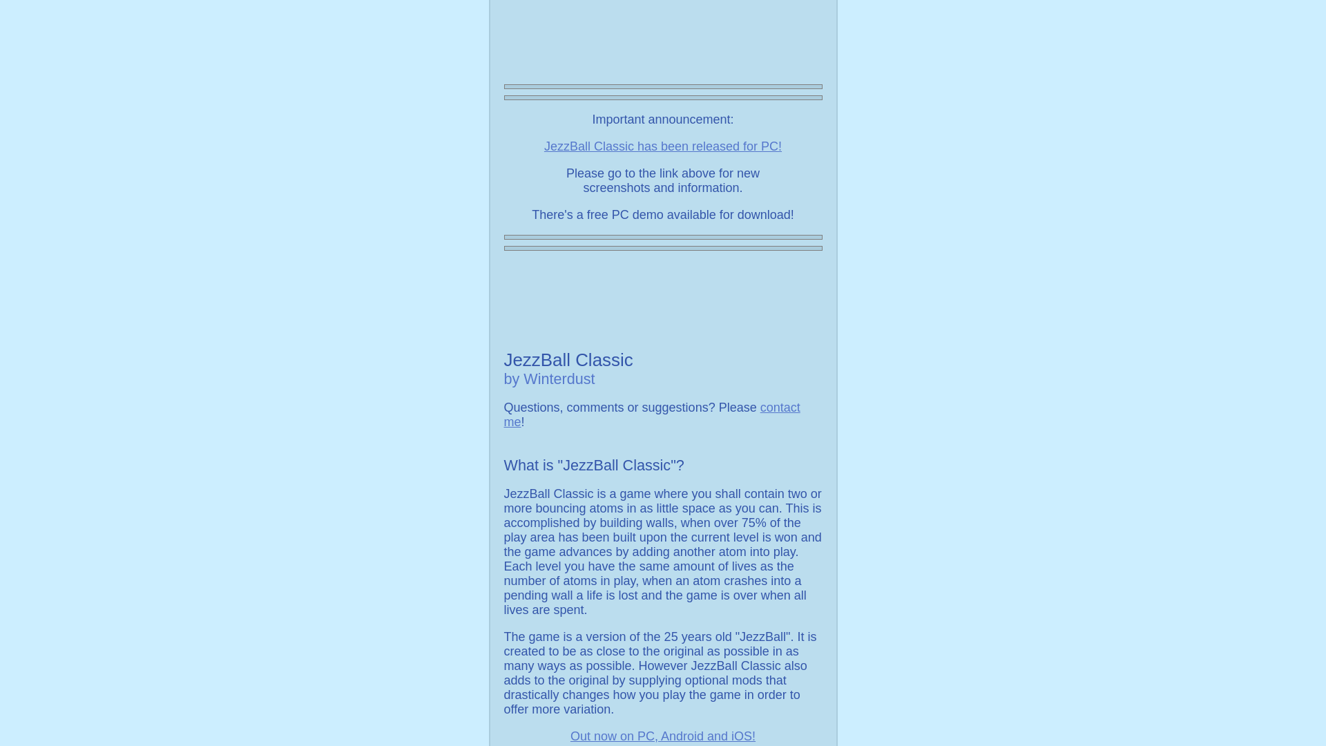 website screenshot of https://winterdust.com