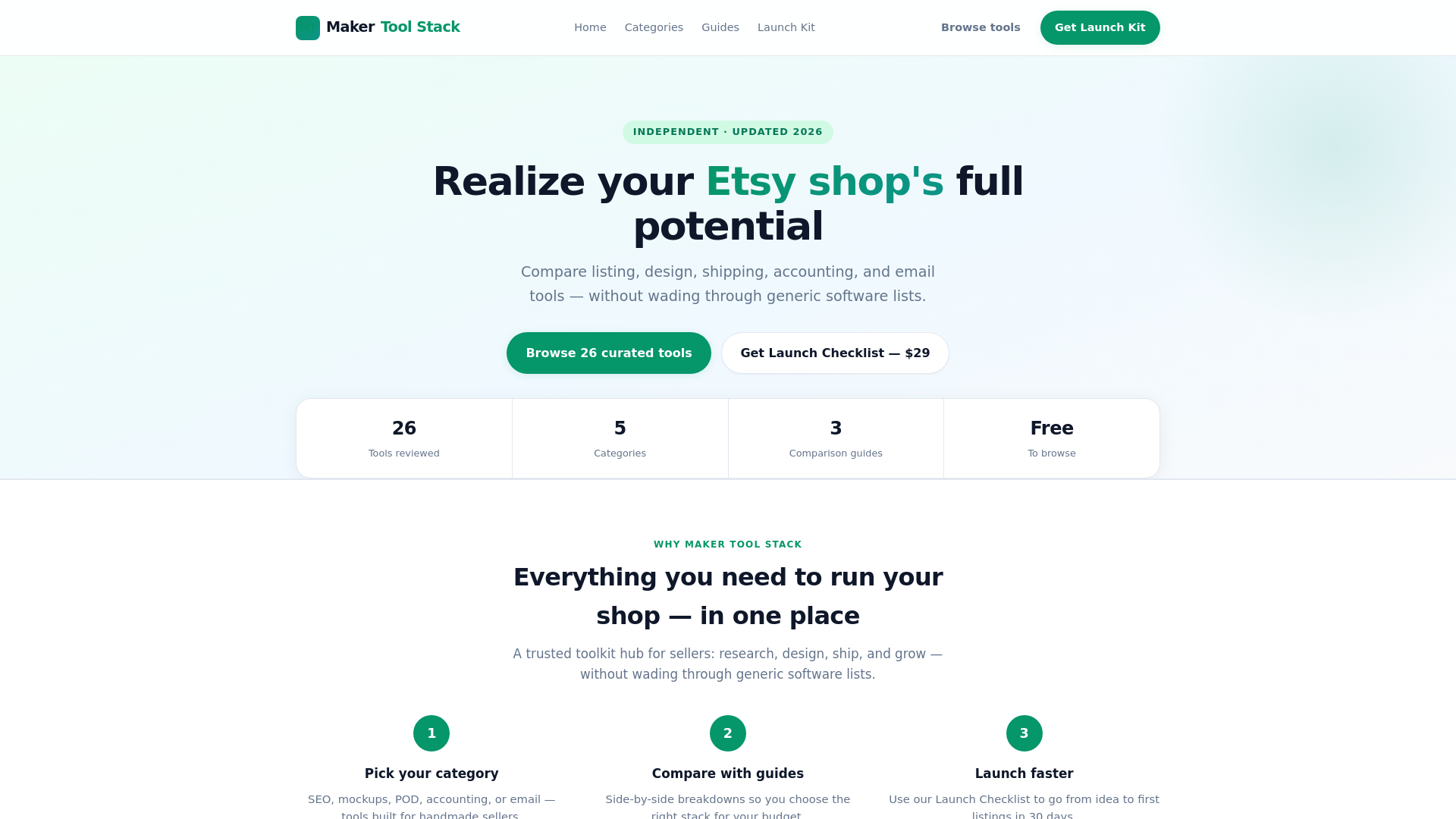 website screenshot of https://makertoolstack.com/