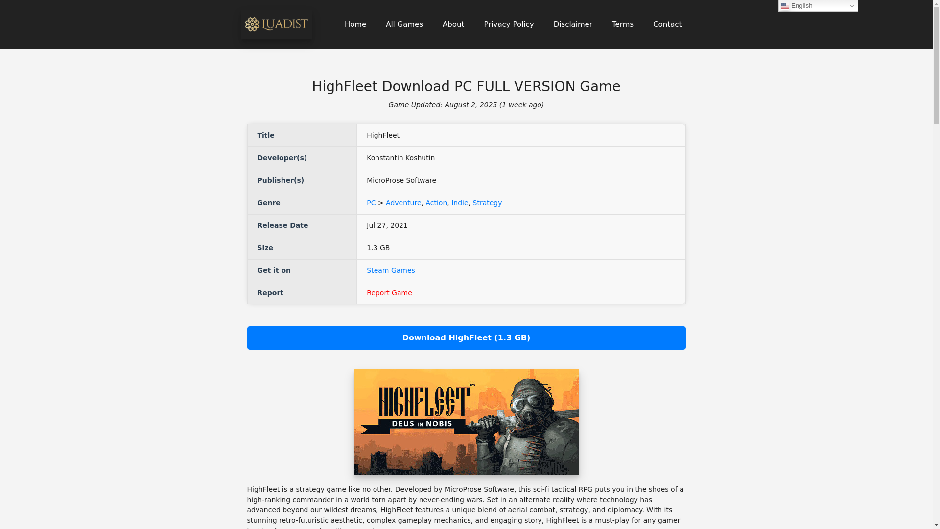 website screenshot of https://luadist.org/highfleet/