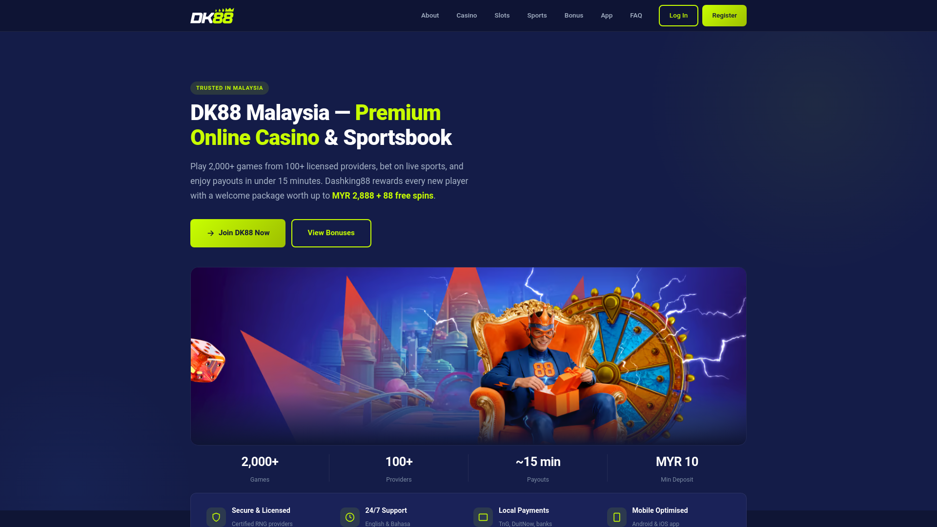 website screenshot of https://dk88-casinoslot.com/