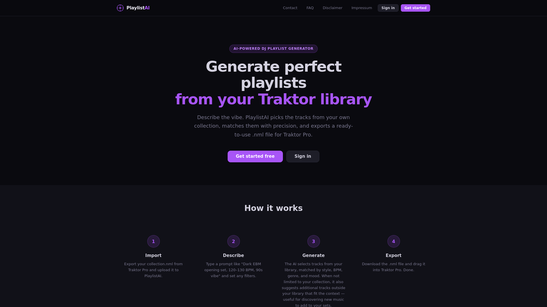 website screenshot of https://playlistai.pages.dev/