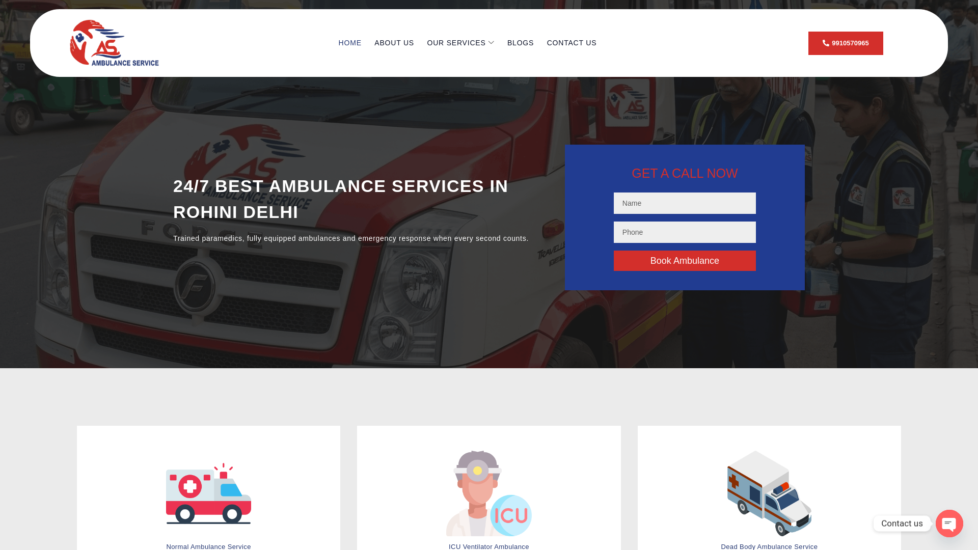 website screenshot of https://asambulanceservice.com