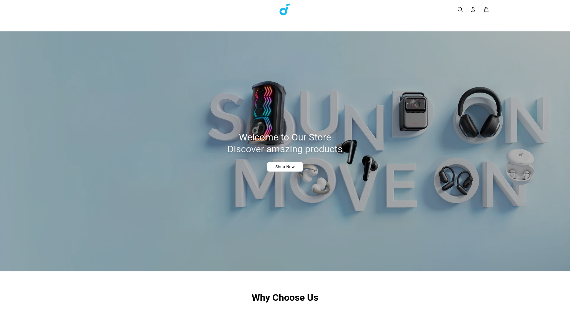 website screenshot of https://soundcoreonline.shop/